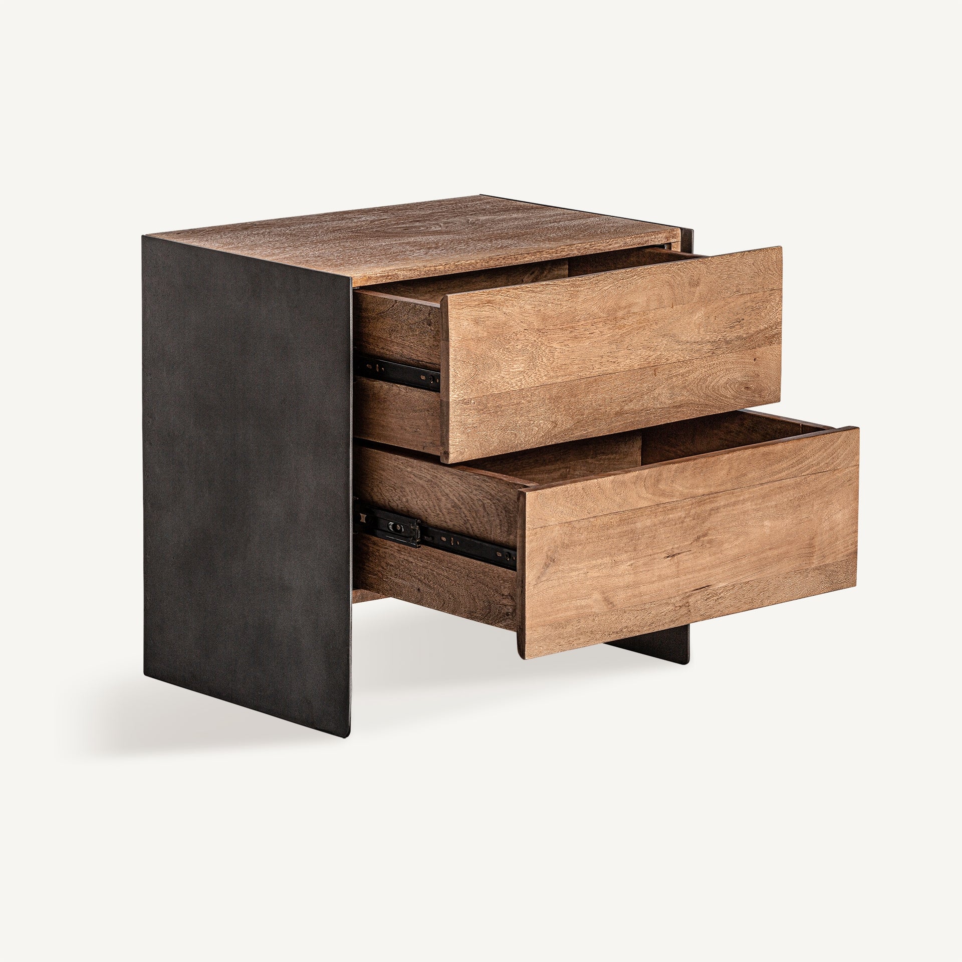 KILLEANY Nightstand in Mango Wood with Metal Finish