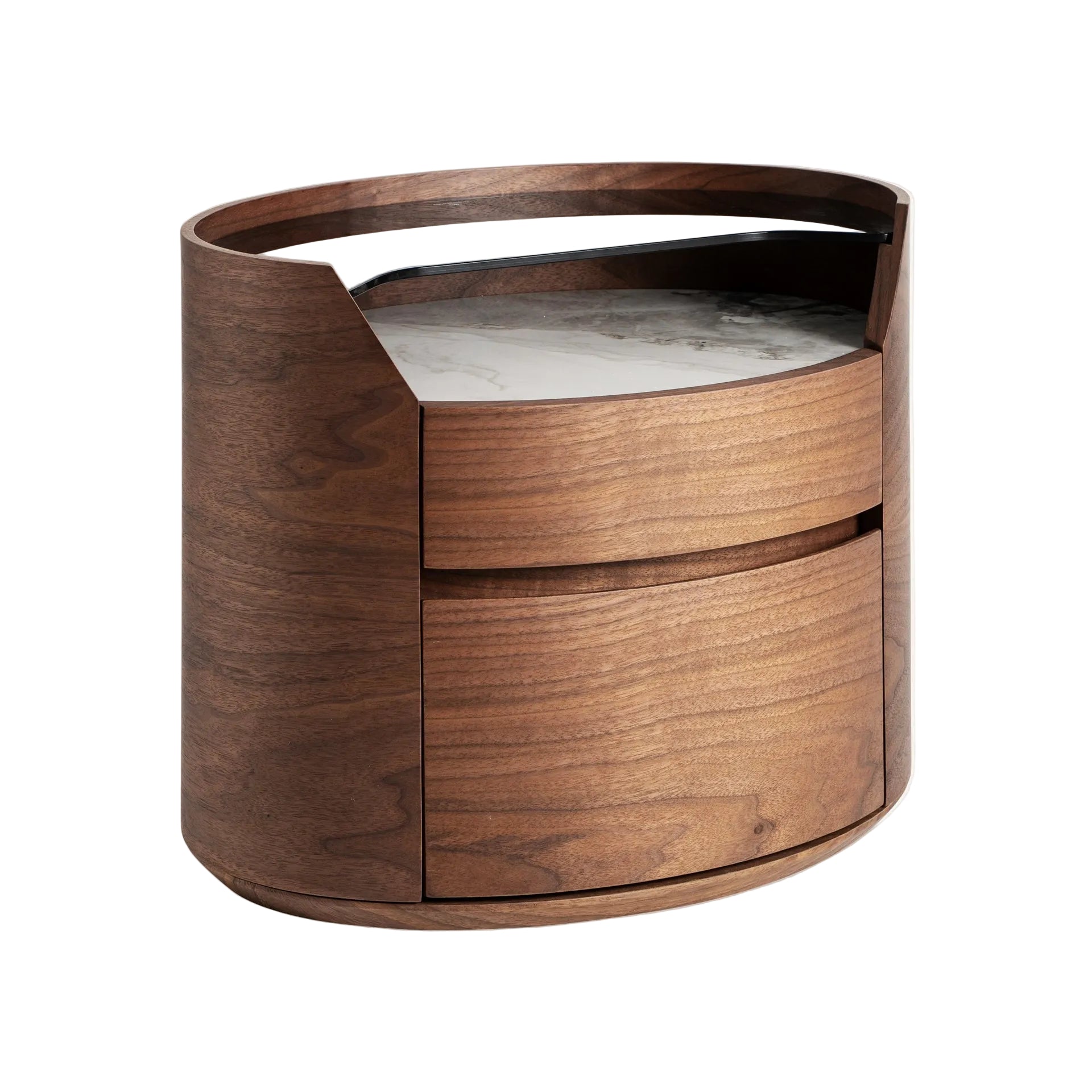 Nachttisch LECCO Holz mit Glasplatte