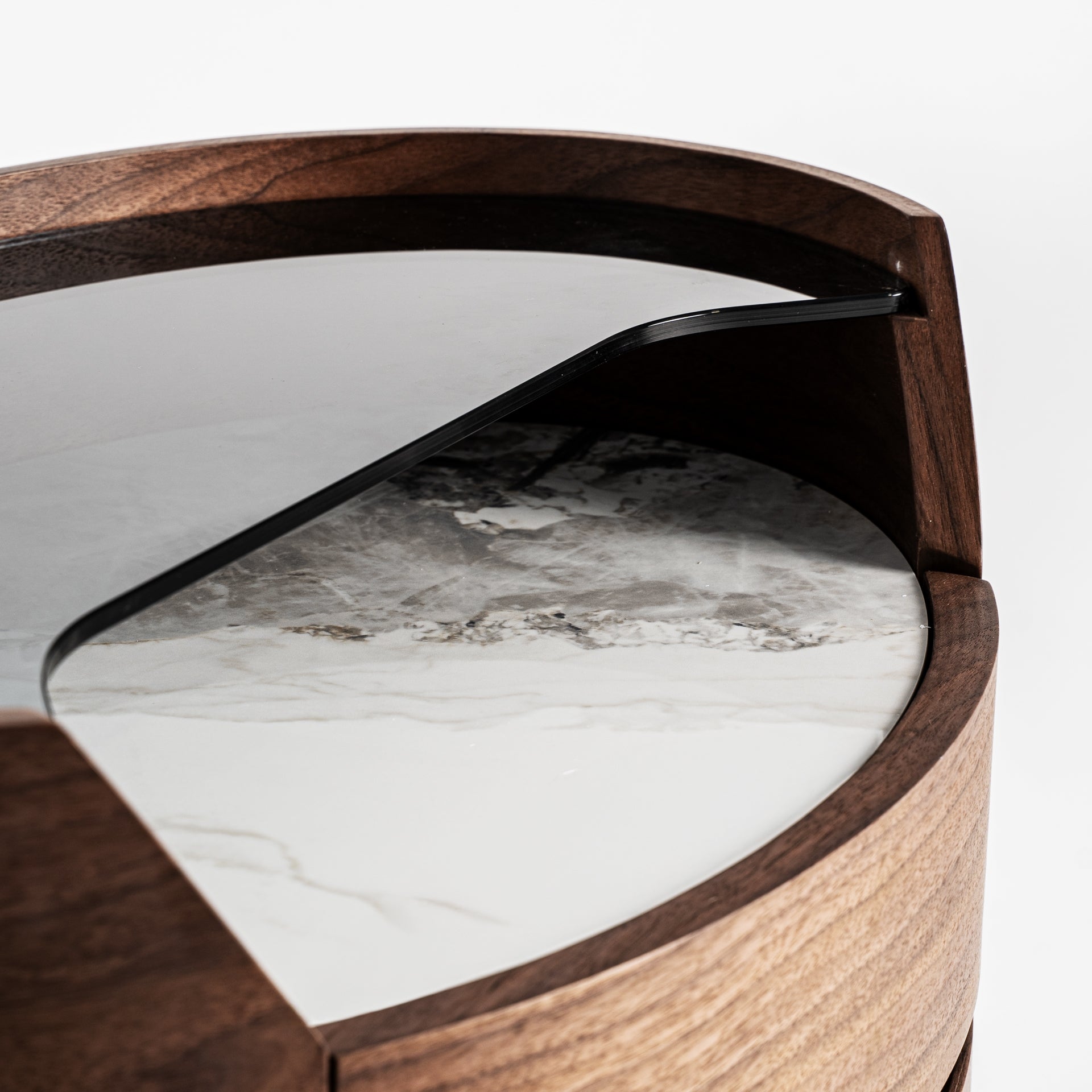 Nachttisch LECCO Holz mit Glasplatte