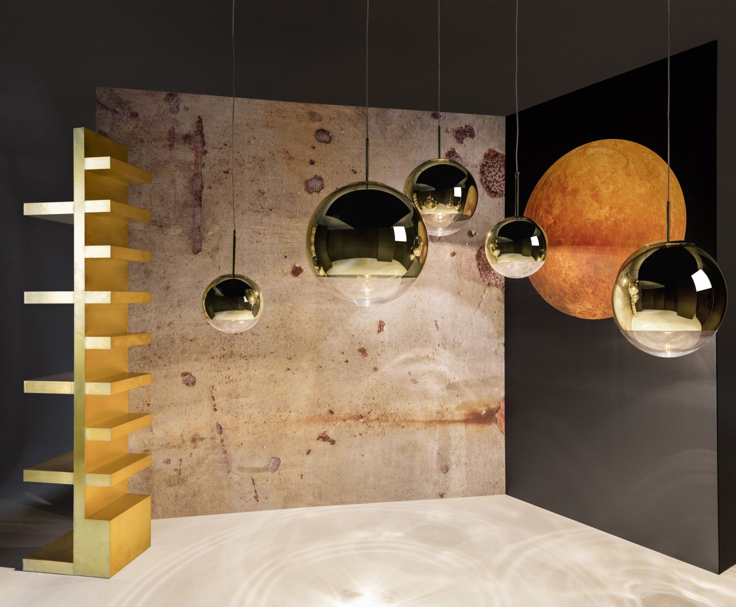 Spiegelkugel hängende Lampe golden