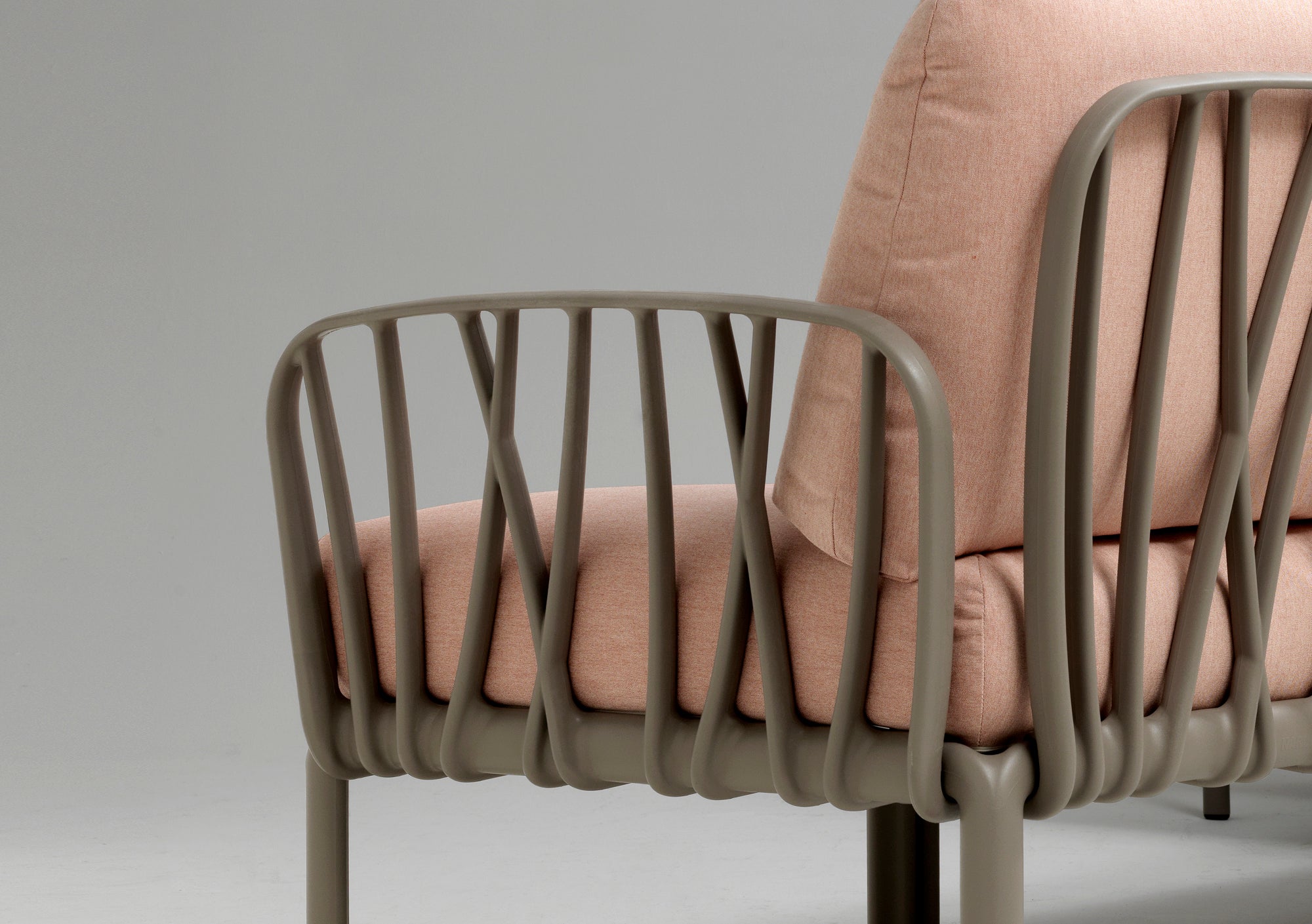 Modular Outdoor Corner Sofa KOMODO 5 Pink with Taupe Base