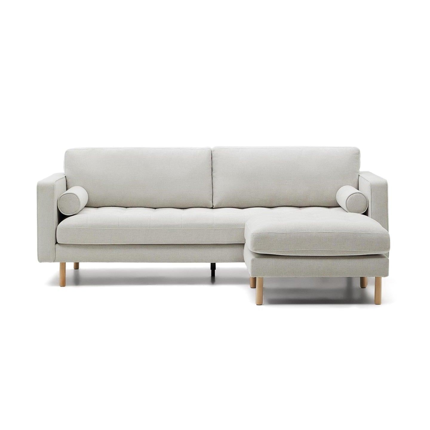 Narożnik 3-osobowy uniwersalny DEBRA perłowy szenil z bukową podstawą La Forma Eye on Design