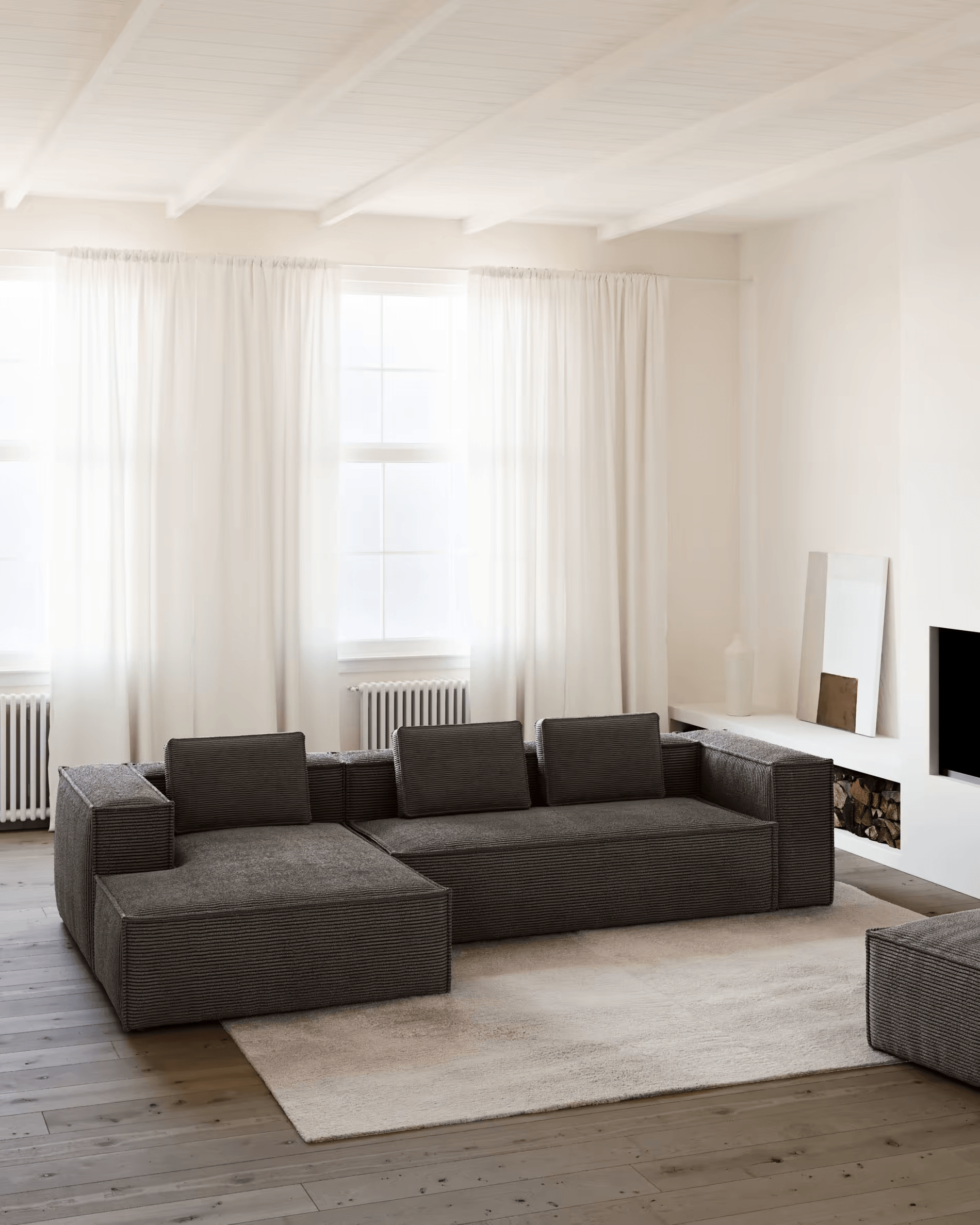 Narożnik 4-osobowy lewostronny BLOK szary sztruks La Forma Eye on Design