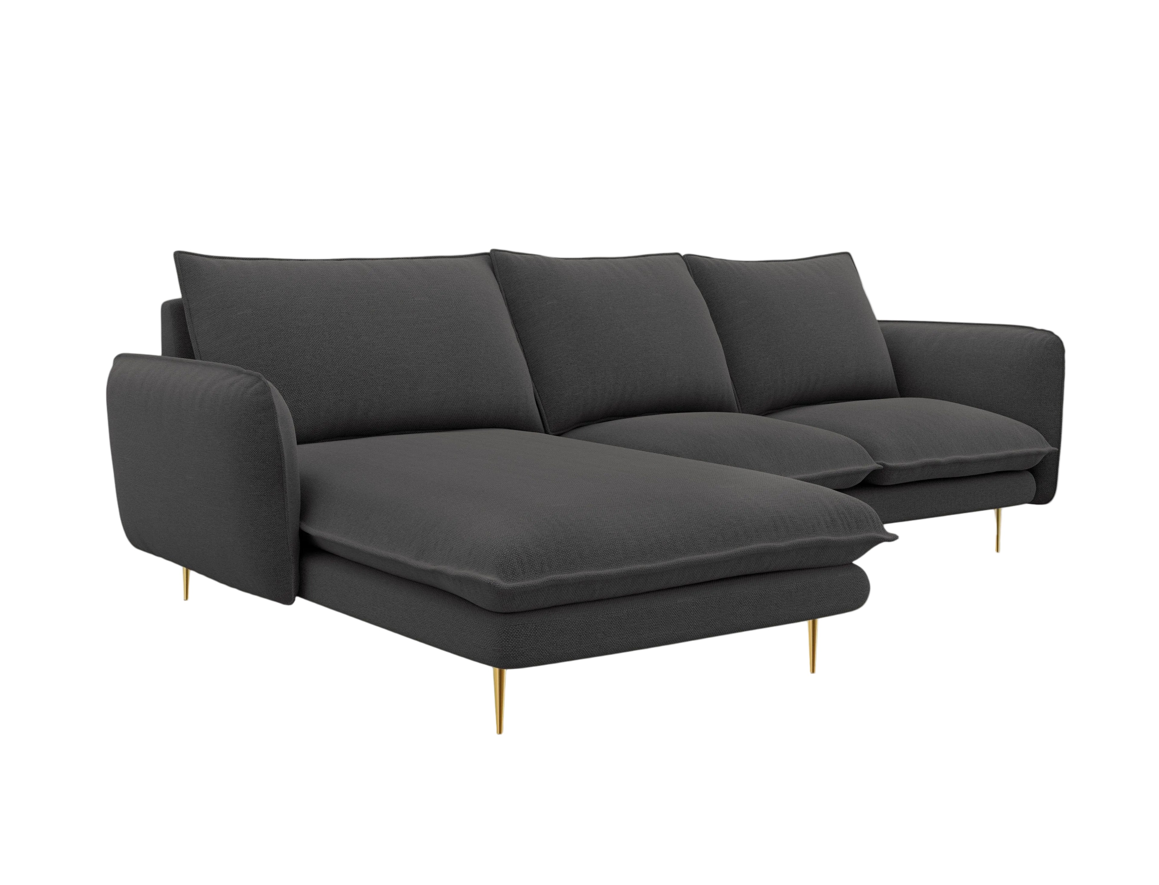 Narożnik lewostronny VIENNA ciemnoszary ze złotą podstawą Cosmopolitan Design Eye on Design