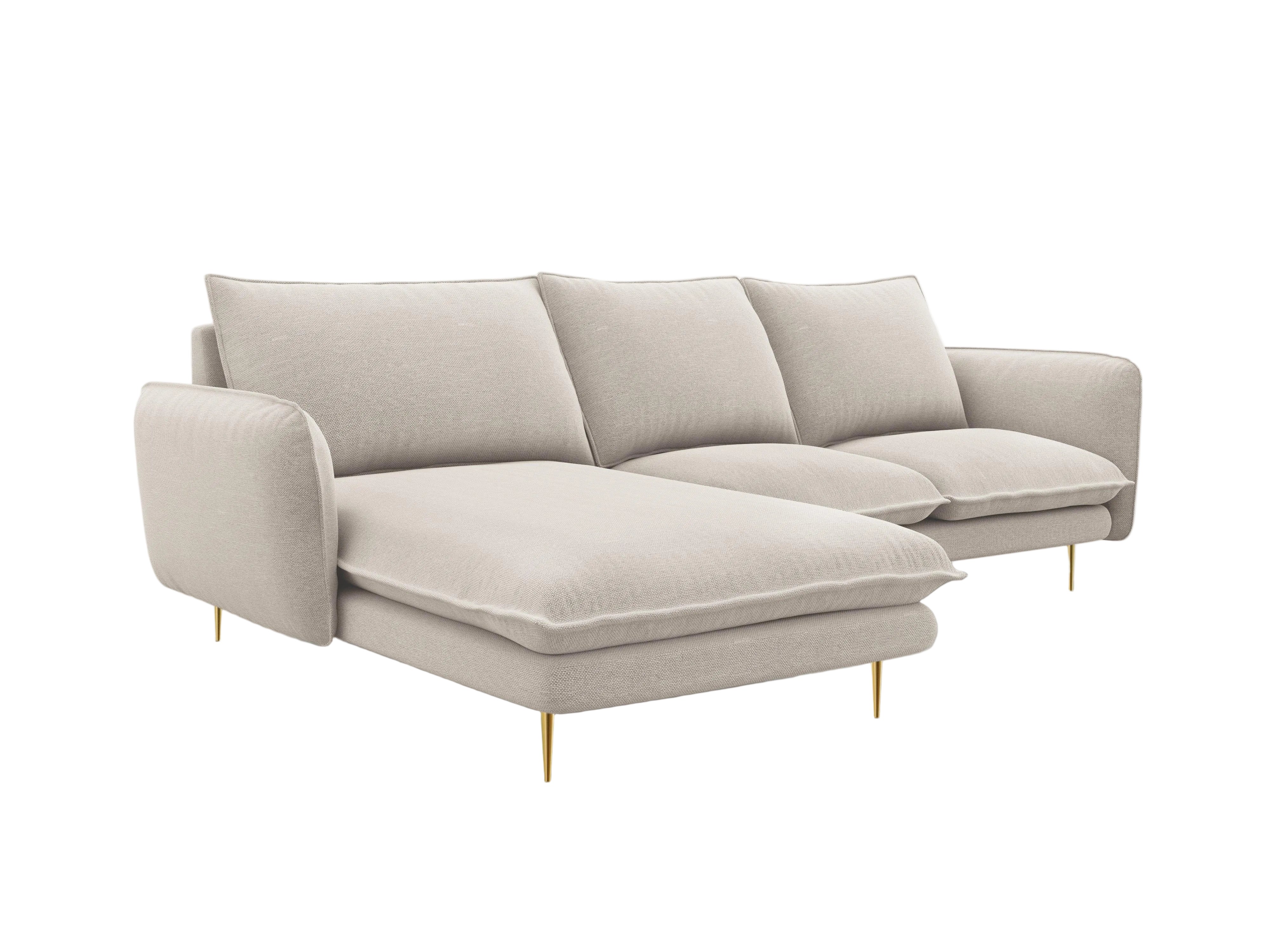 Narożnik lewostronny VIENNA piaskowy ze złotą podstawą Cosmopolitan Design Eye on Design