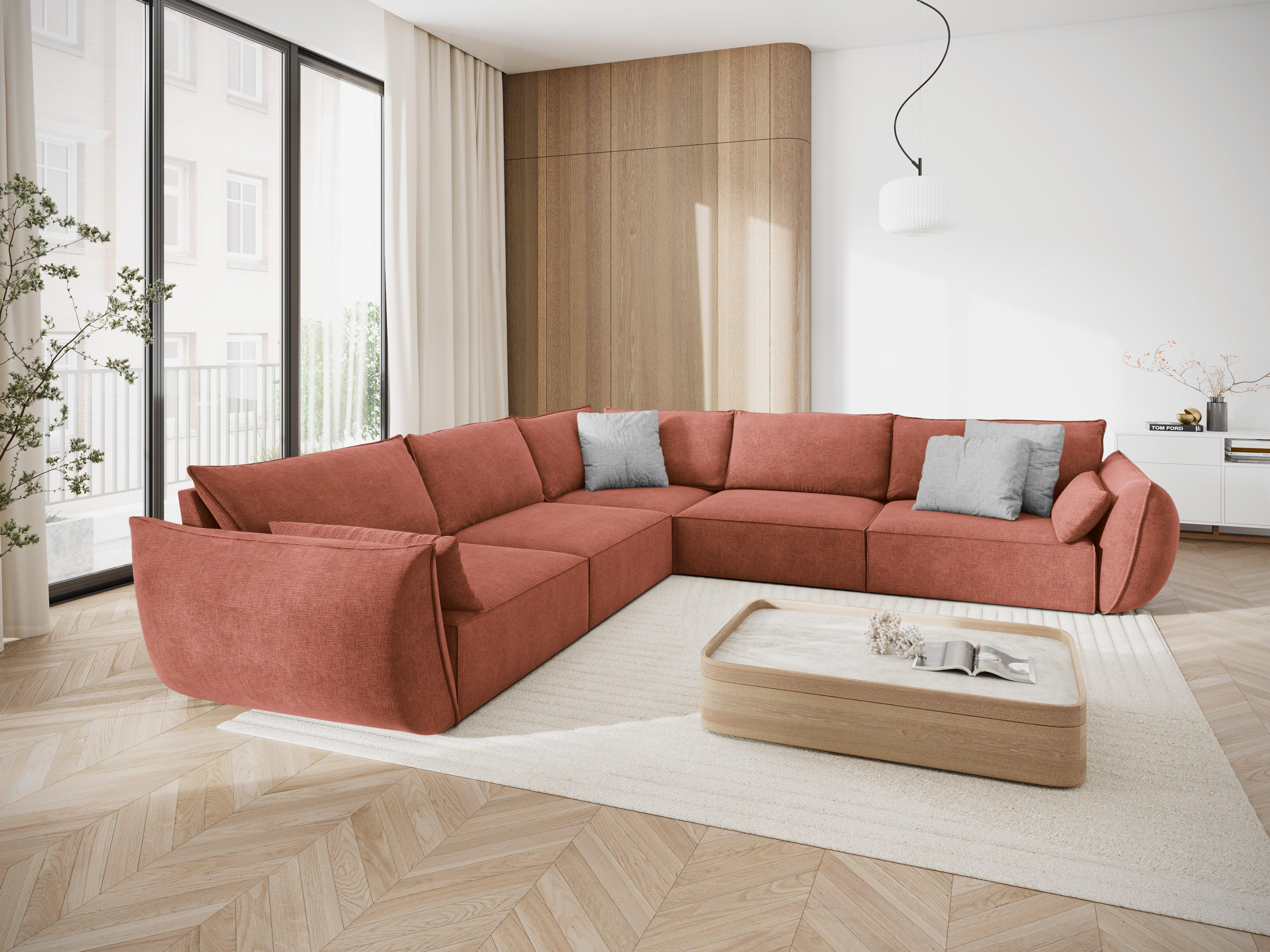 Narożnik symetryczny w tkaninie szenilowej VANDA terracotta Mazzini Sofas Eye on Design