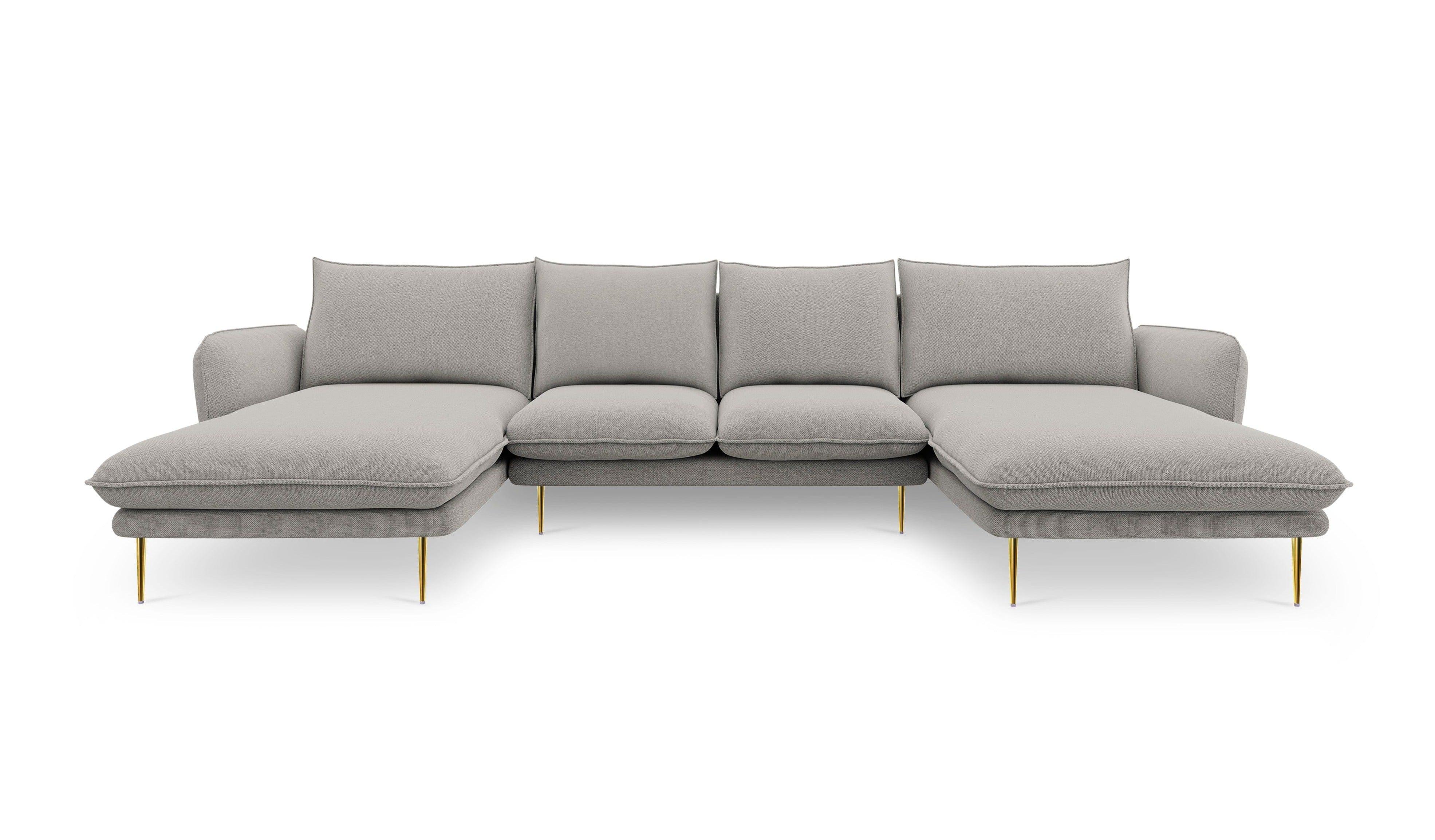 Narożnik w kształcie U VIENNA jasnoszary ze złotą podstawą Cosmopolitan Design Eye on Design