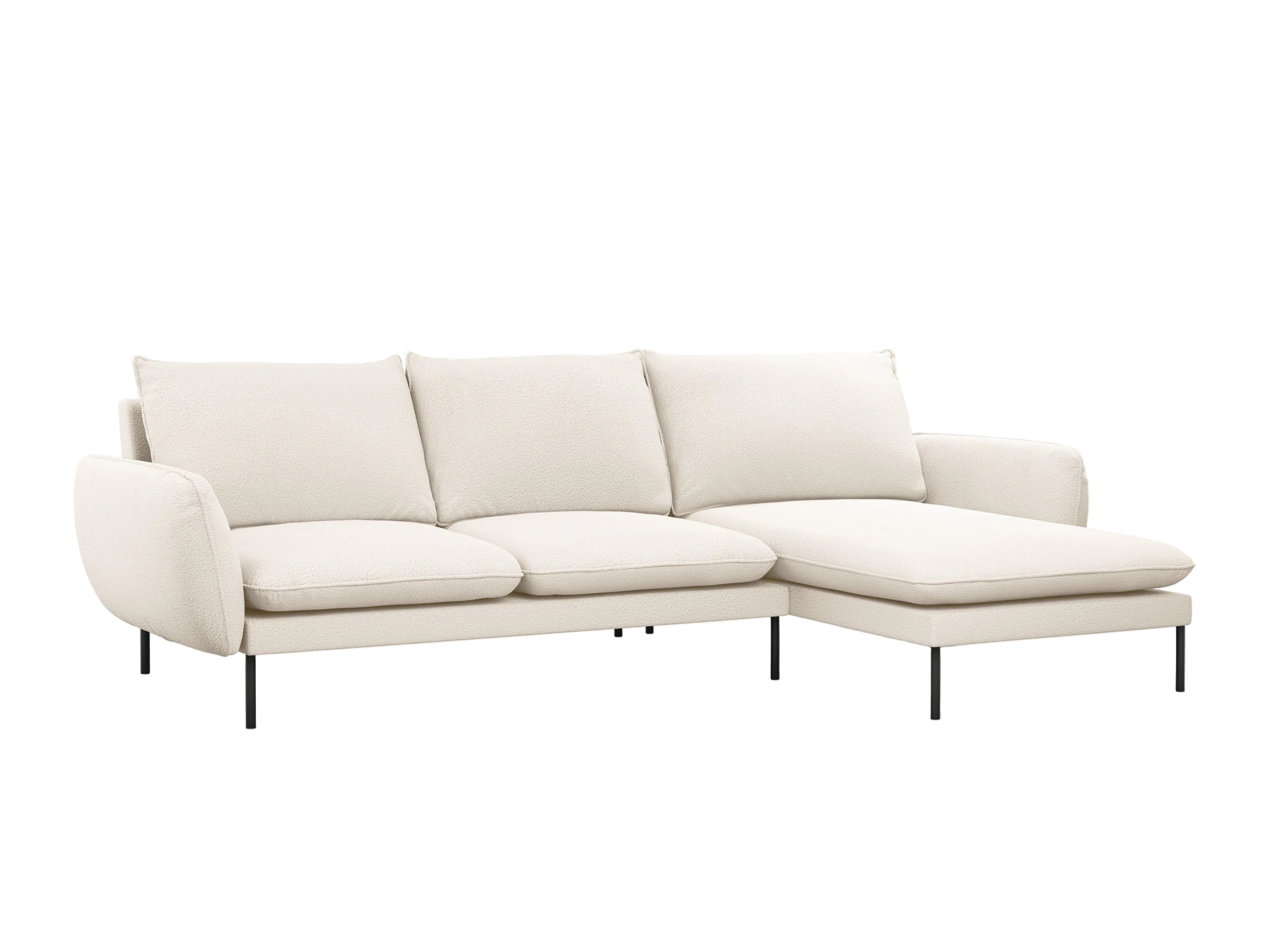 Narożnik w tkaninie boucle prawostronny VIENNA beżowy z czarną podstawą Cosmopolitan Design Eye on Design