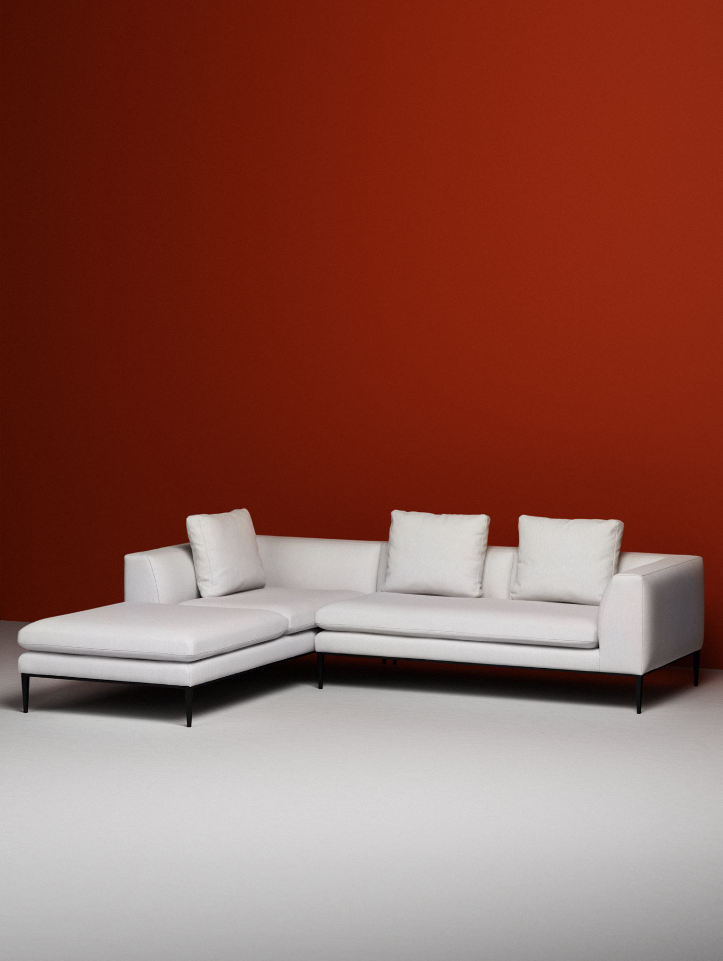 Szezlong prawostronny NASH tapicerowany z czarną podstawą