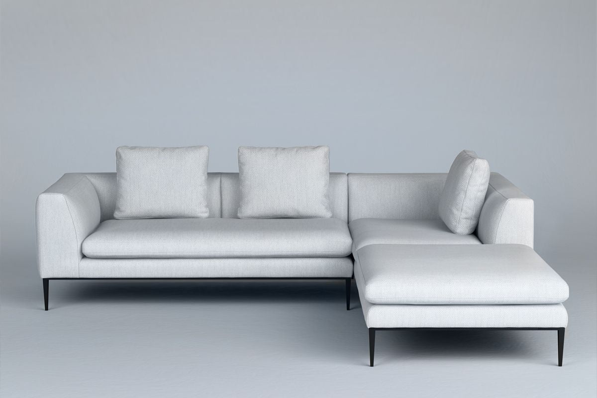 Szezlong prawostronny NASH tapicerowany z czarną podstawą