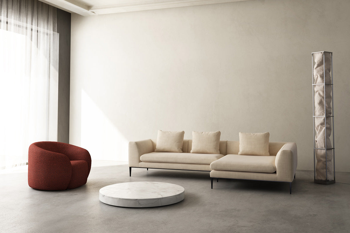 Szezlong prawostronny NASH tapicerowany z czarną podstawą