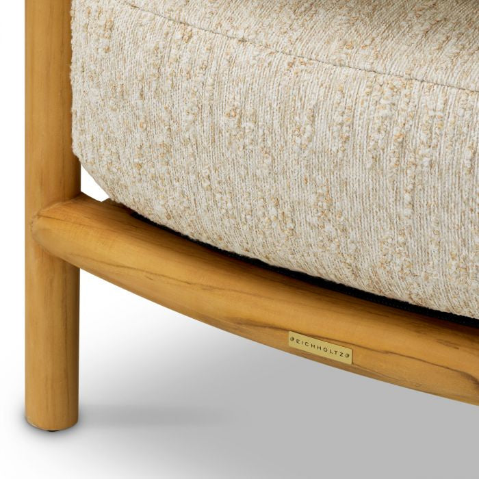 Fotel zewnętrzny OMBRIA kremowy z drewnianą podstawą