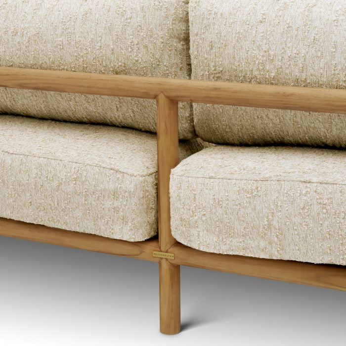 Sofa zewnętrzna OMBRIA kremowy z drewnianą podstawą