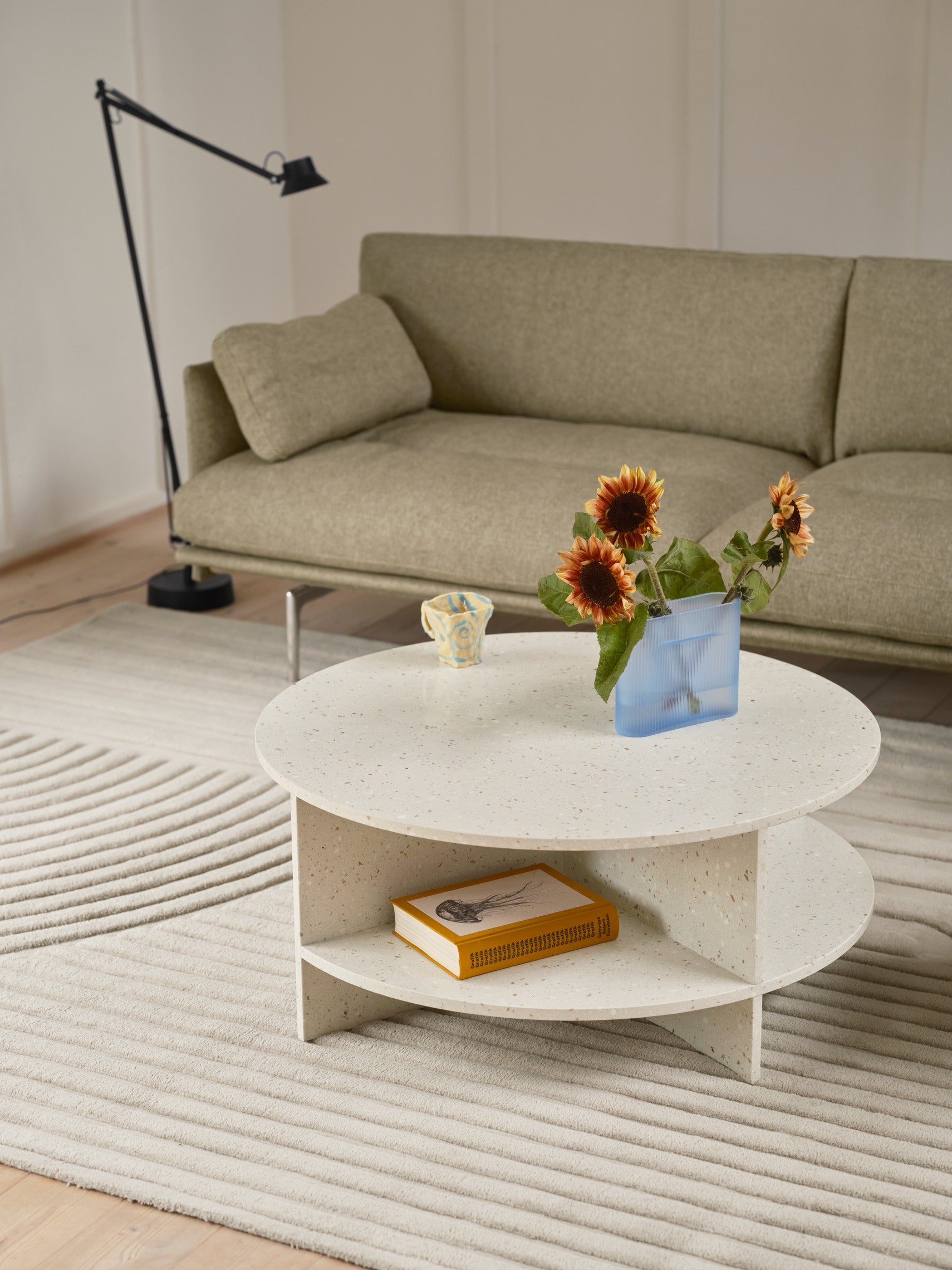HALVES Outdoor Coffee Table Broken White Terrazzo