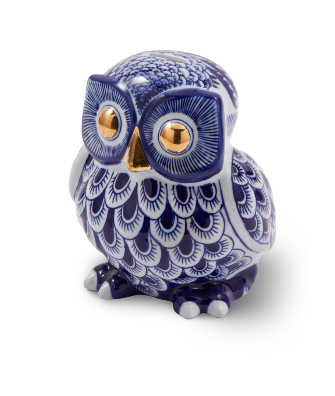 Skarbonka OWL ciemnoniebieska porcelana