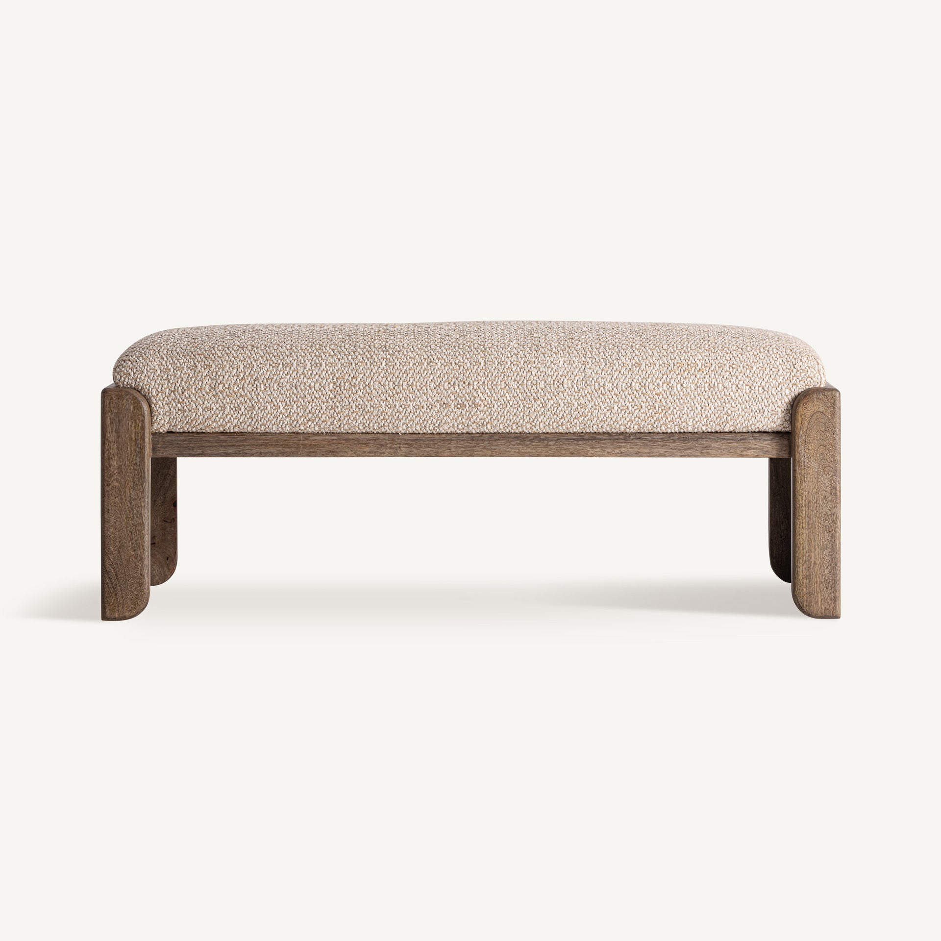 Bank LIERMO beige mit Mango-Holzgestell