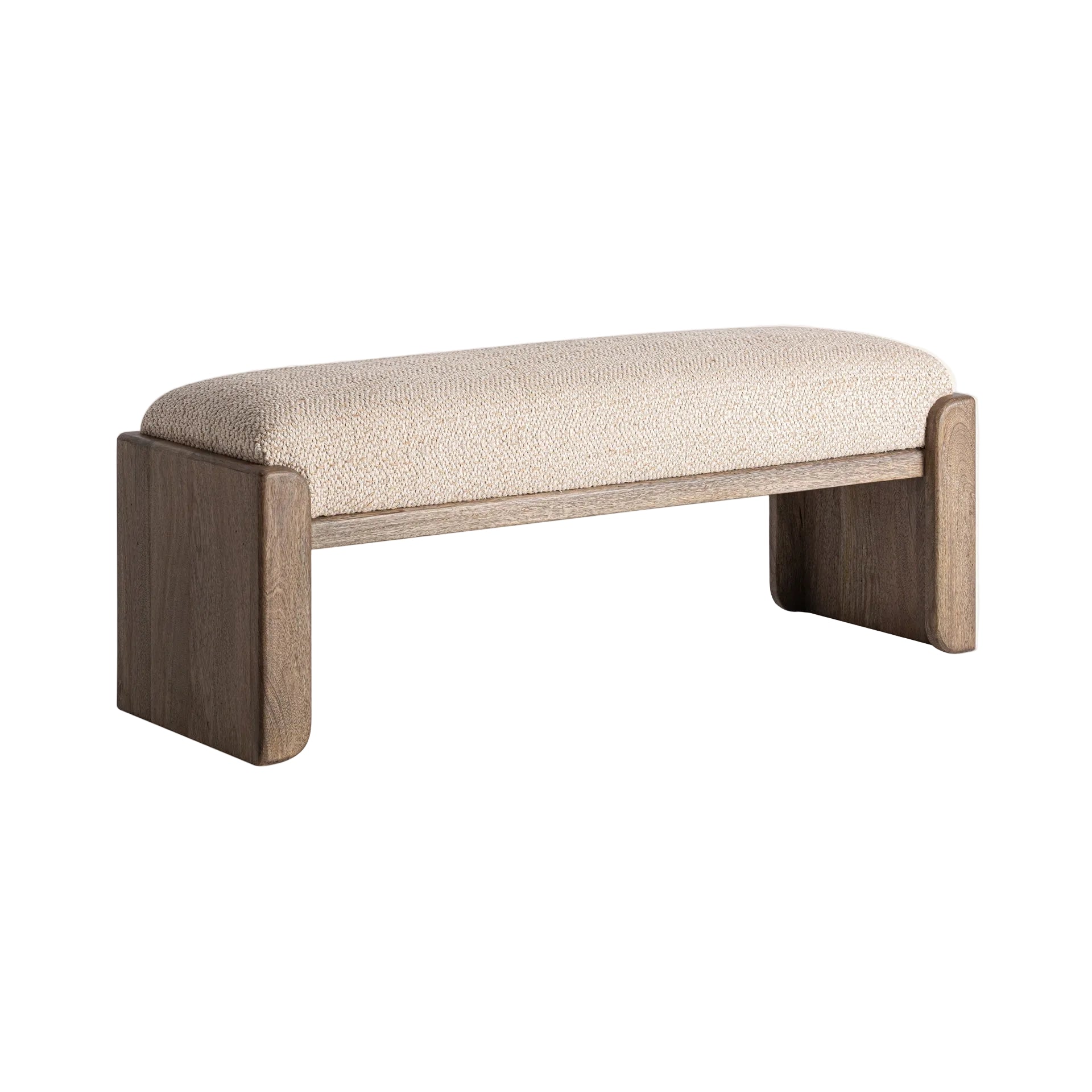 Bank LIERMO beige mit Mango-Holzgestell
