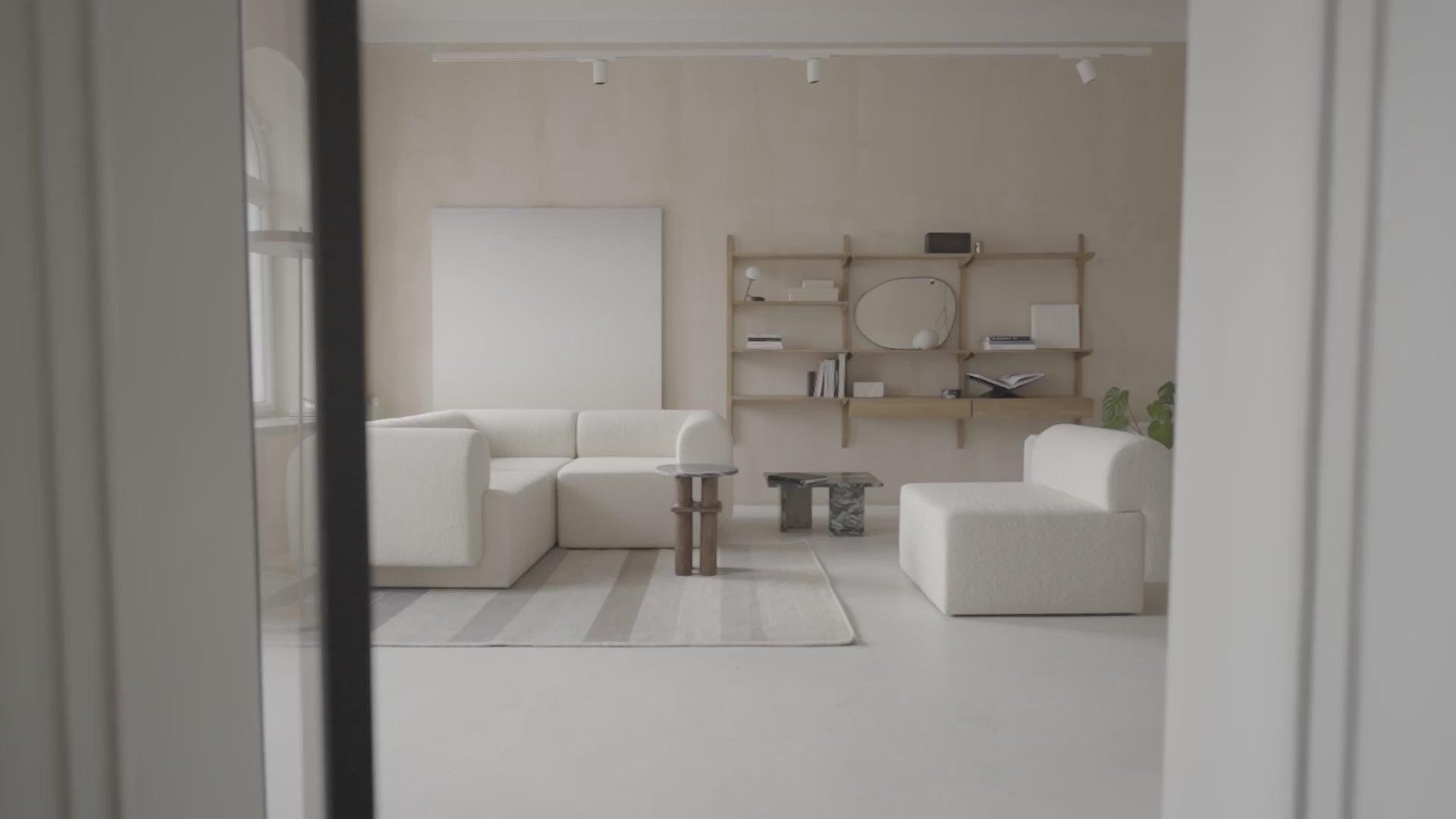 Sofa modulowa TORI - moduł prawostronny jasnoszary boucle