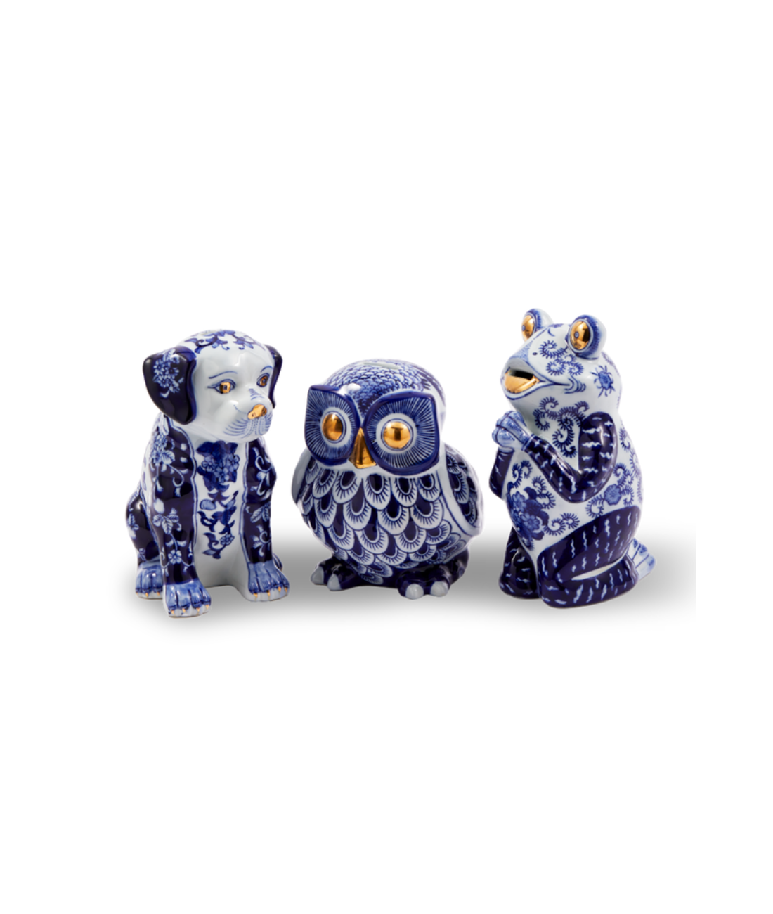 Skarbonka OWL ciemnoniebieska porcelana