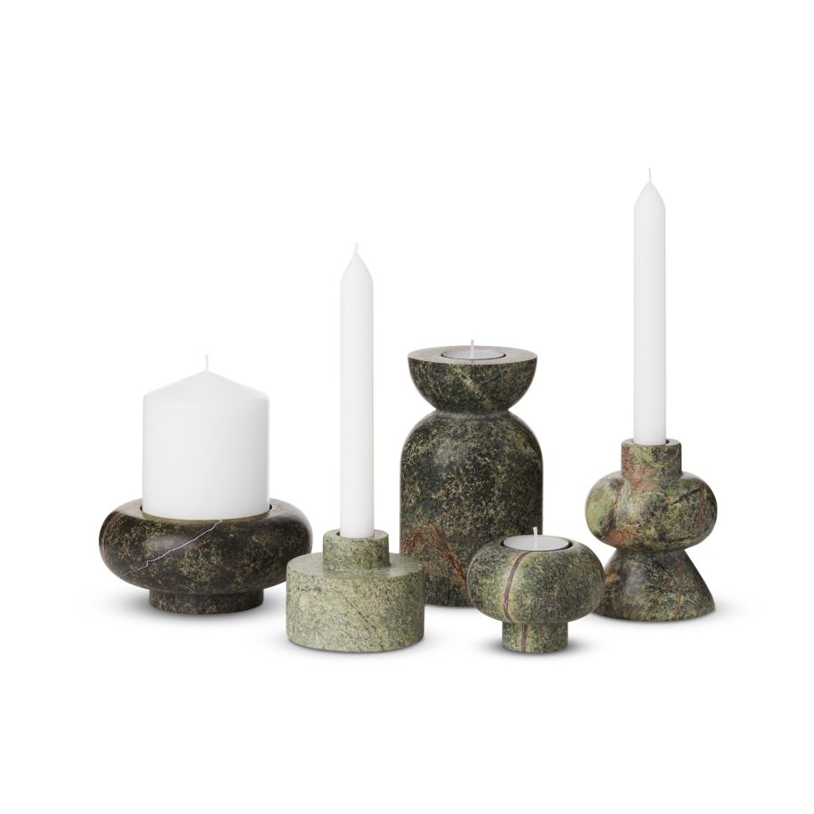 Świecznik STONE zielony marmur