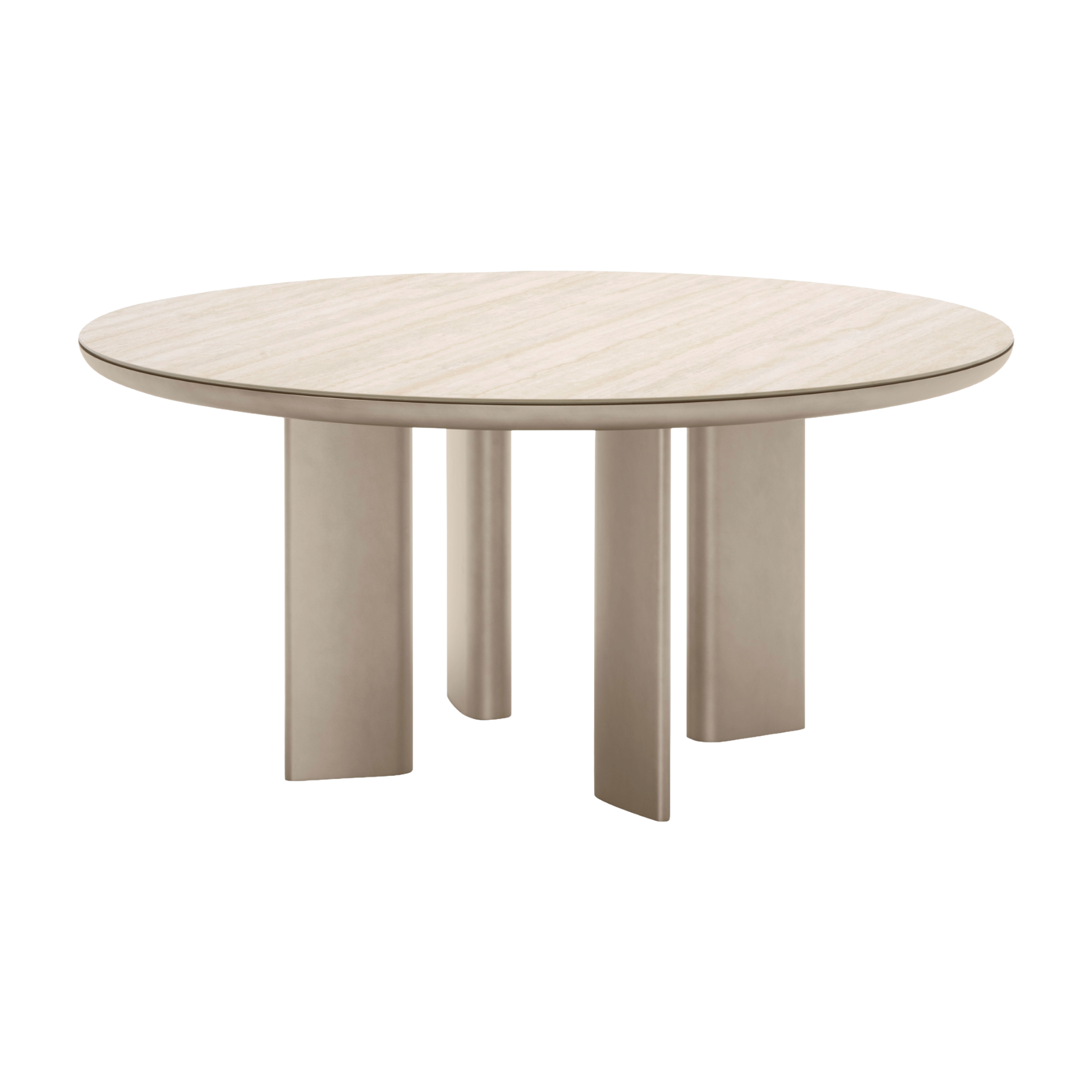 Runder Tisch SANDY mit beigem Tischplatte und beiger Basis