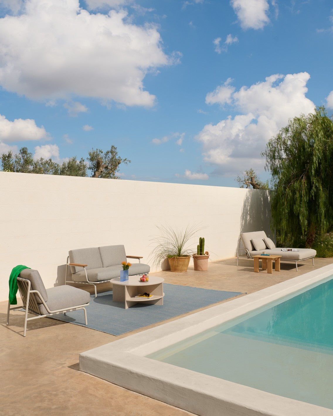 HALVES Outdoor Coffee Table Broken White Terrazzo
