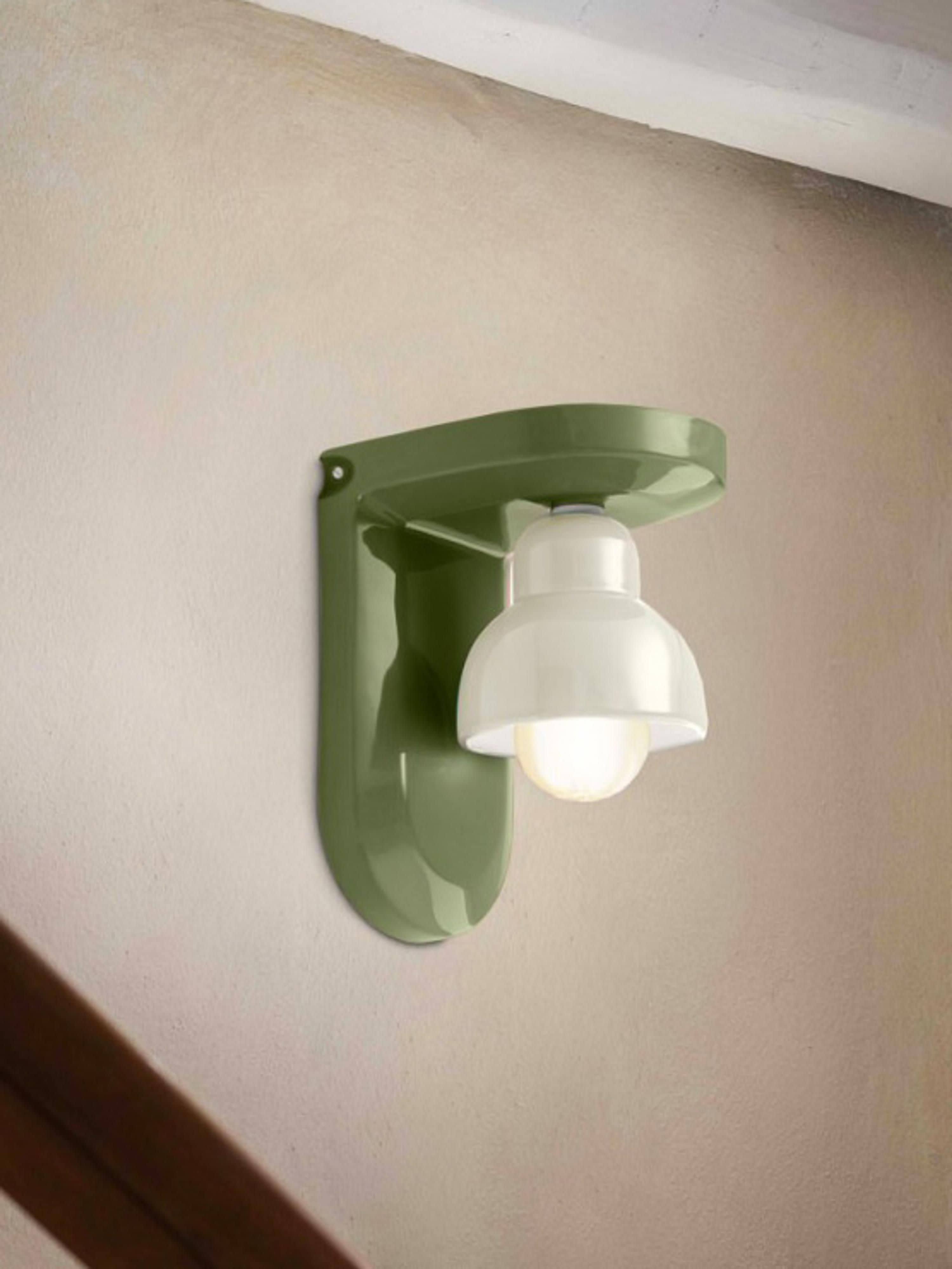Orange ceramic wall lamp BERIMBAU with sage