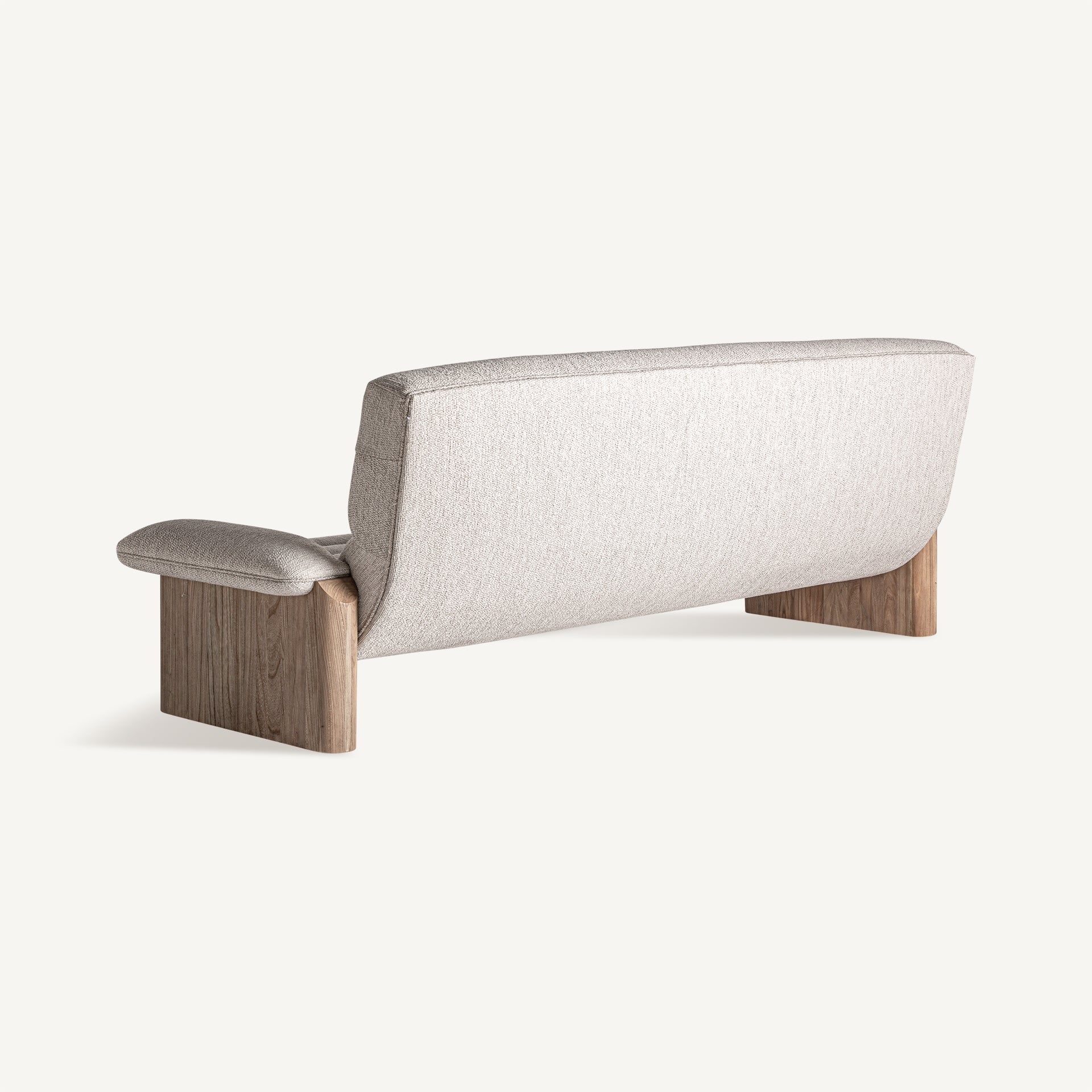 Sofa z poduszkami JACQUARD beżowy z drewnianą podstawą