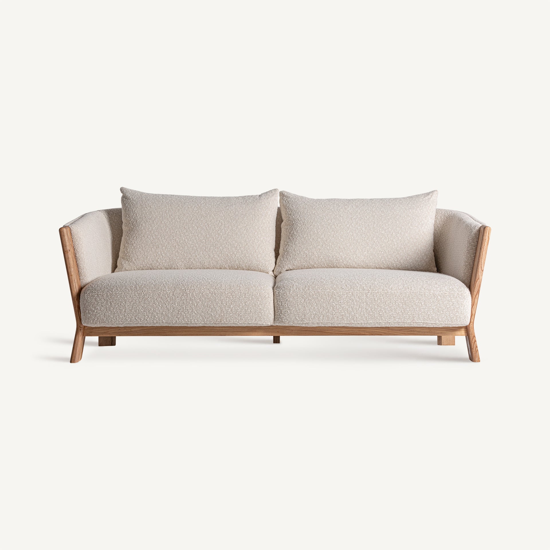Sofa NARA beżowy z dębową podstawą