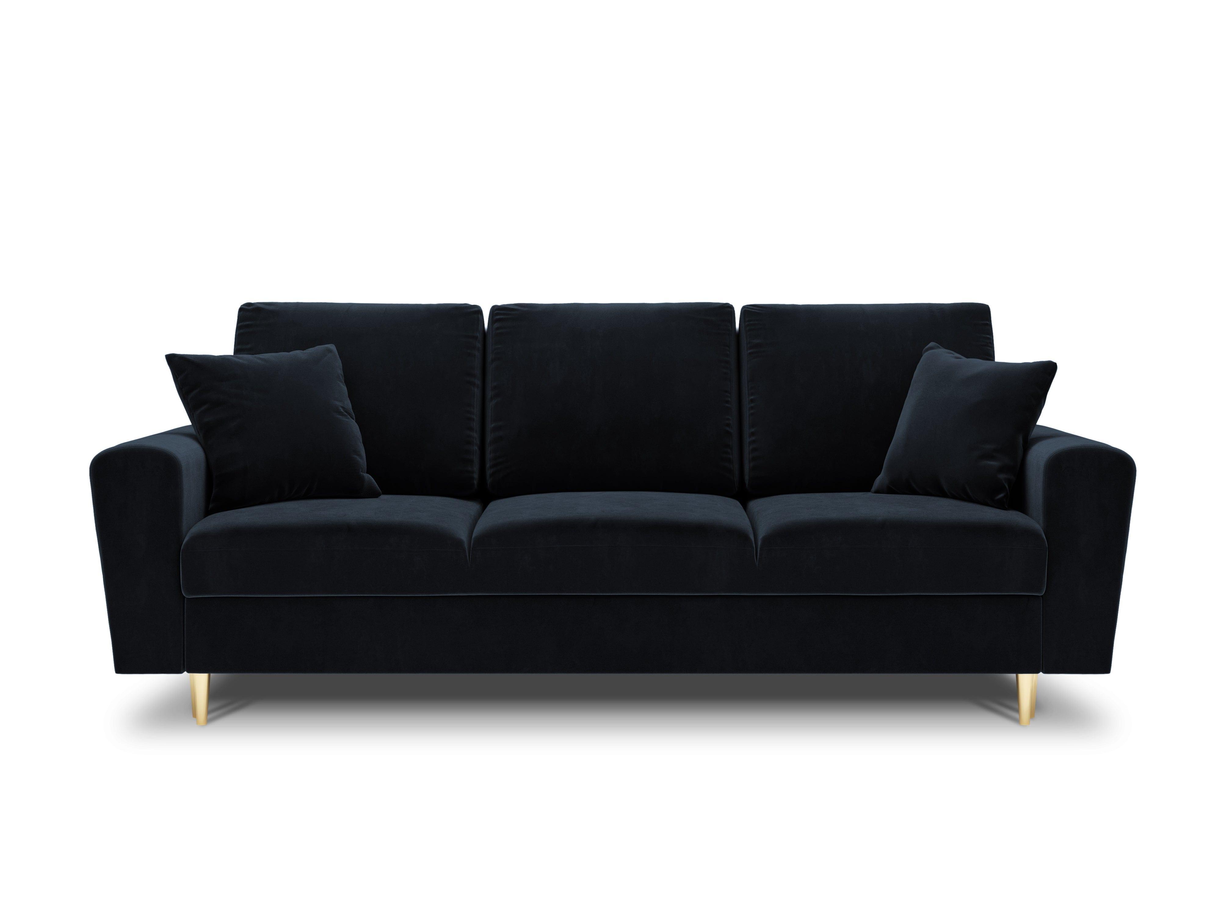 Sofa z funkcją spania KYOTO ciemnoniebieski ze złotą podstawą Cosmopolitan Design Eye on Design