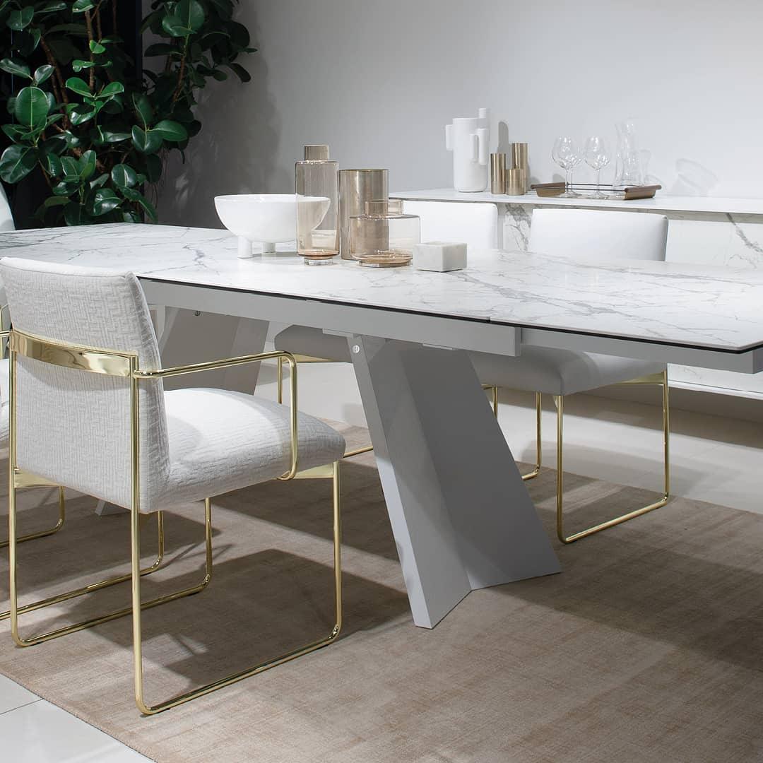 Stół rozkładany ICARO biały marmur – drewno, Calligaris