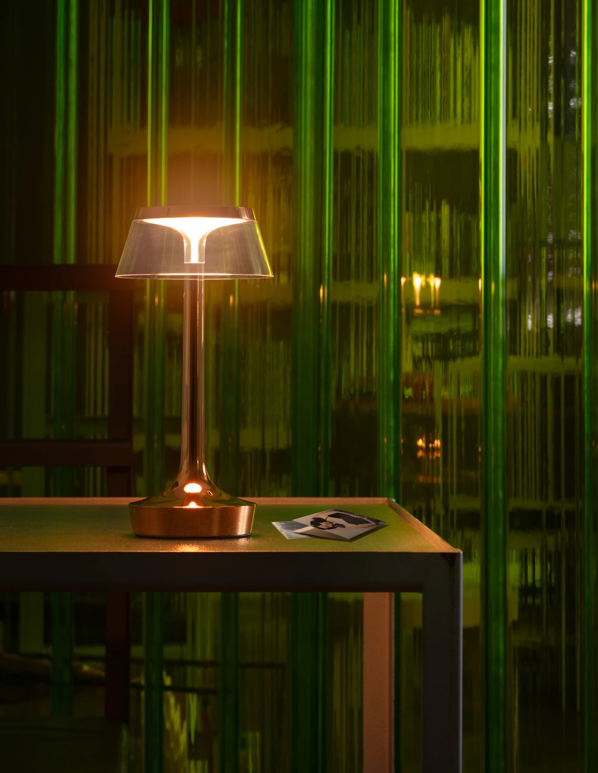 Portable Lamp BON JOUR UNPLUGGED copper with transparent shade