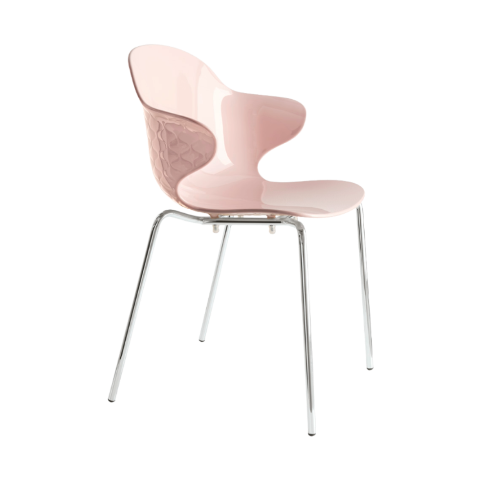 SAINT TROPEZ chair with pink seat and chrome metal base