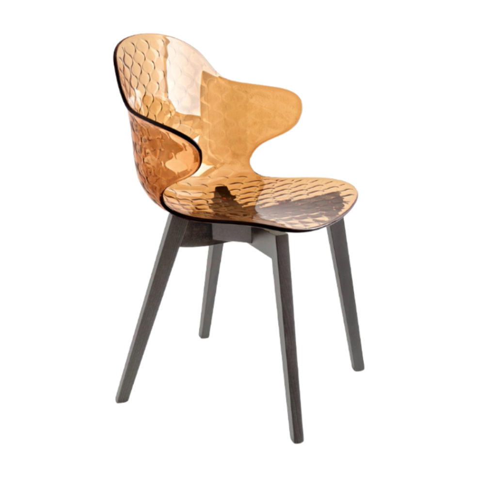 SAINT TROPEZ chair with a brown seat and graphite wooden base
