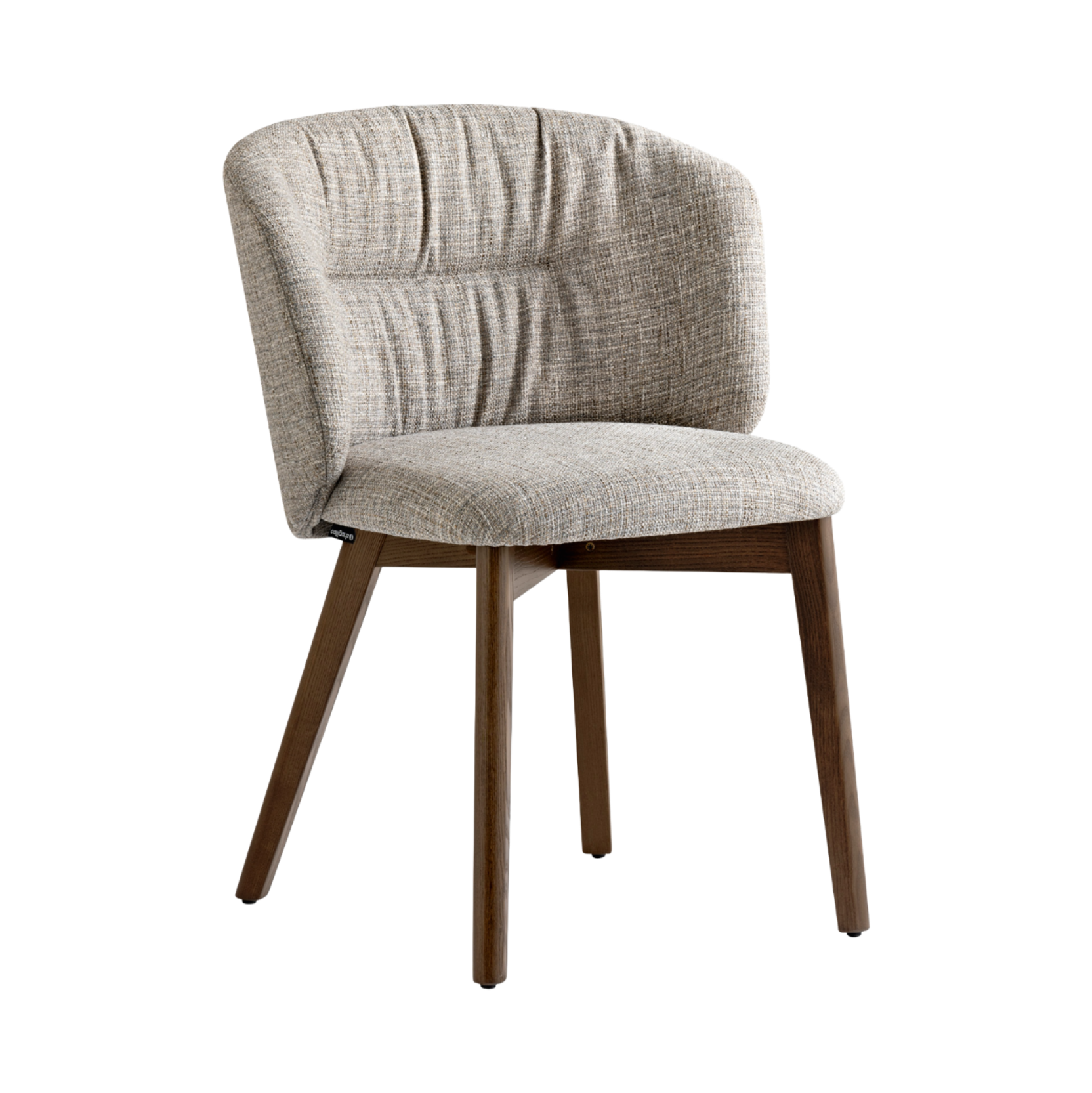 Upholstered SWEEL chair with a dark wooden base