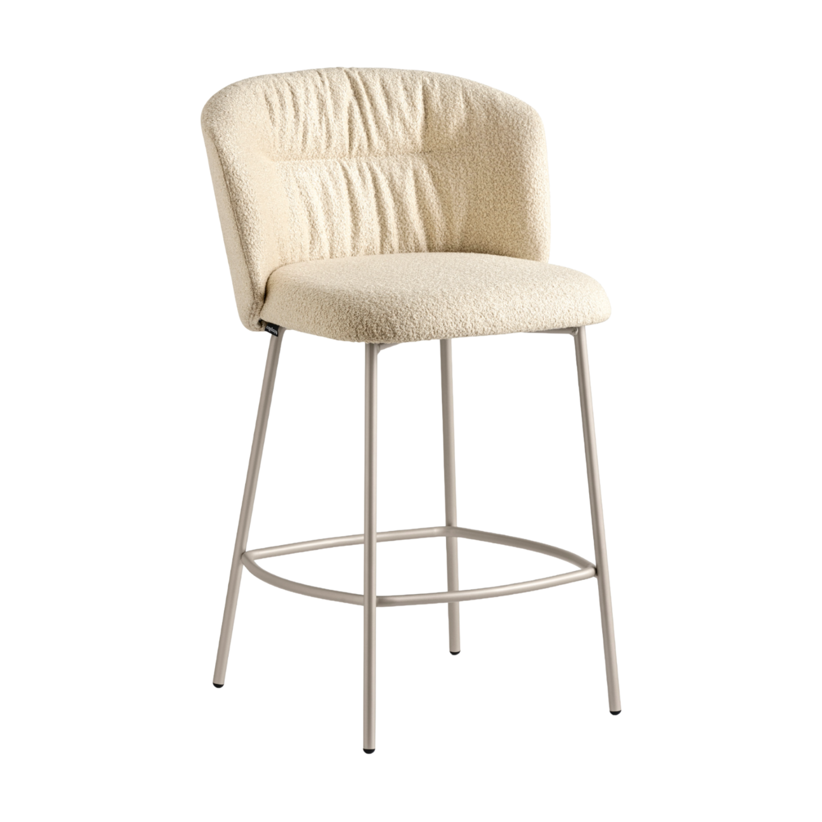 Krzesło barowe SWEEL tapicerowane z kremową metalową podstawą
