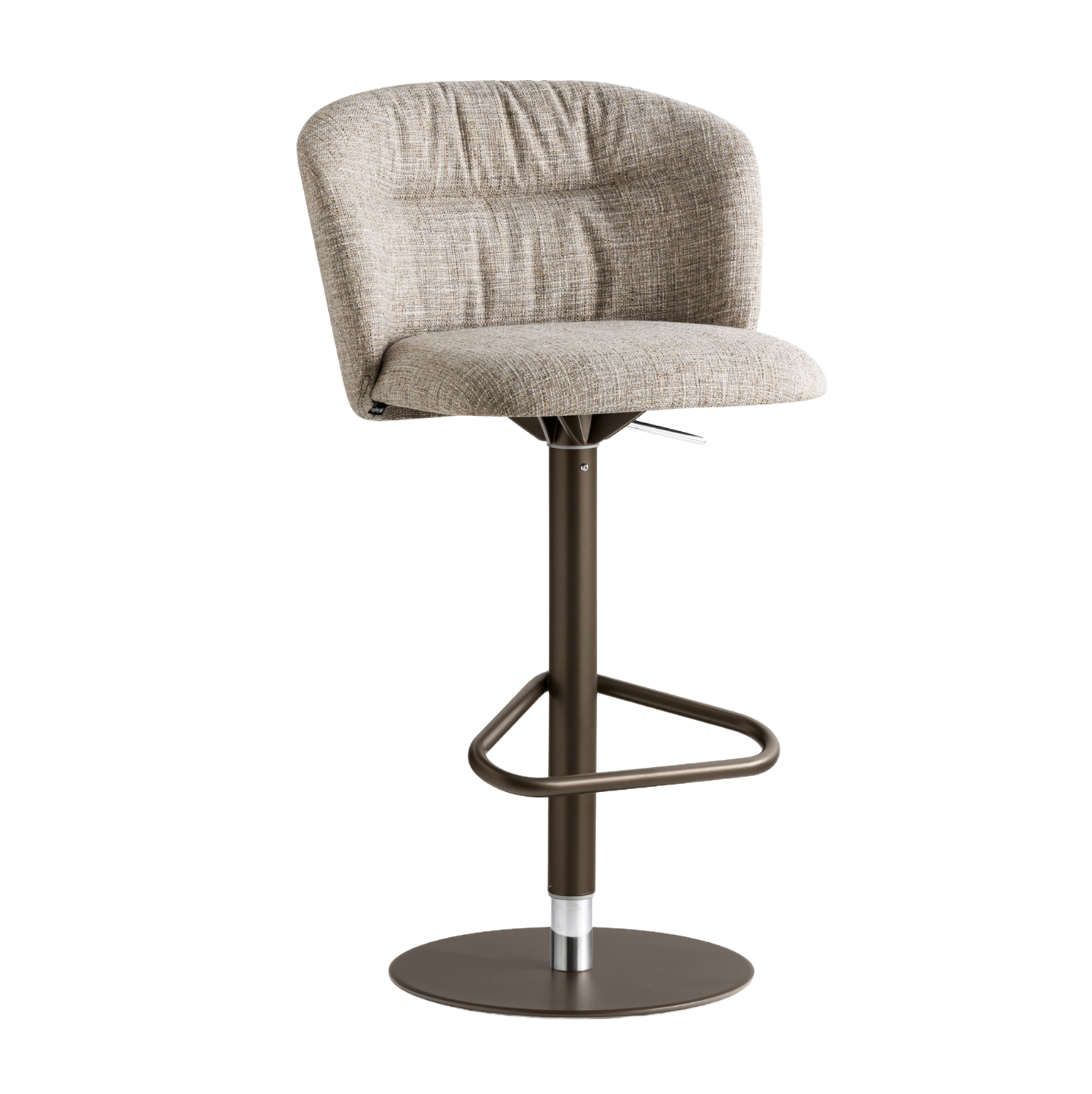 Swivel Bar Stool SWEEL upholstered with a brown metal base