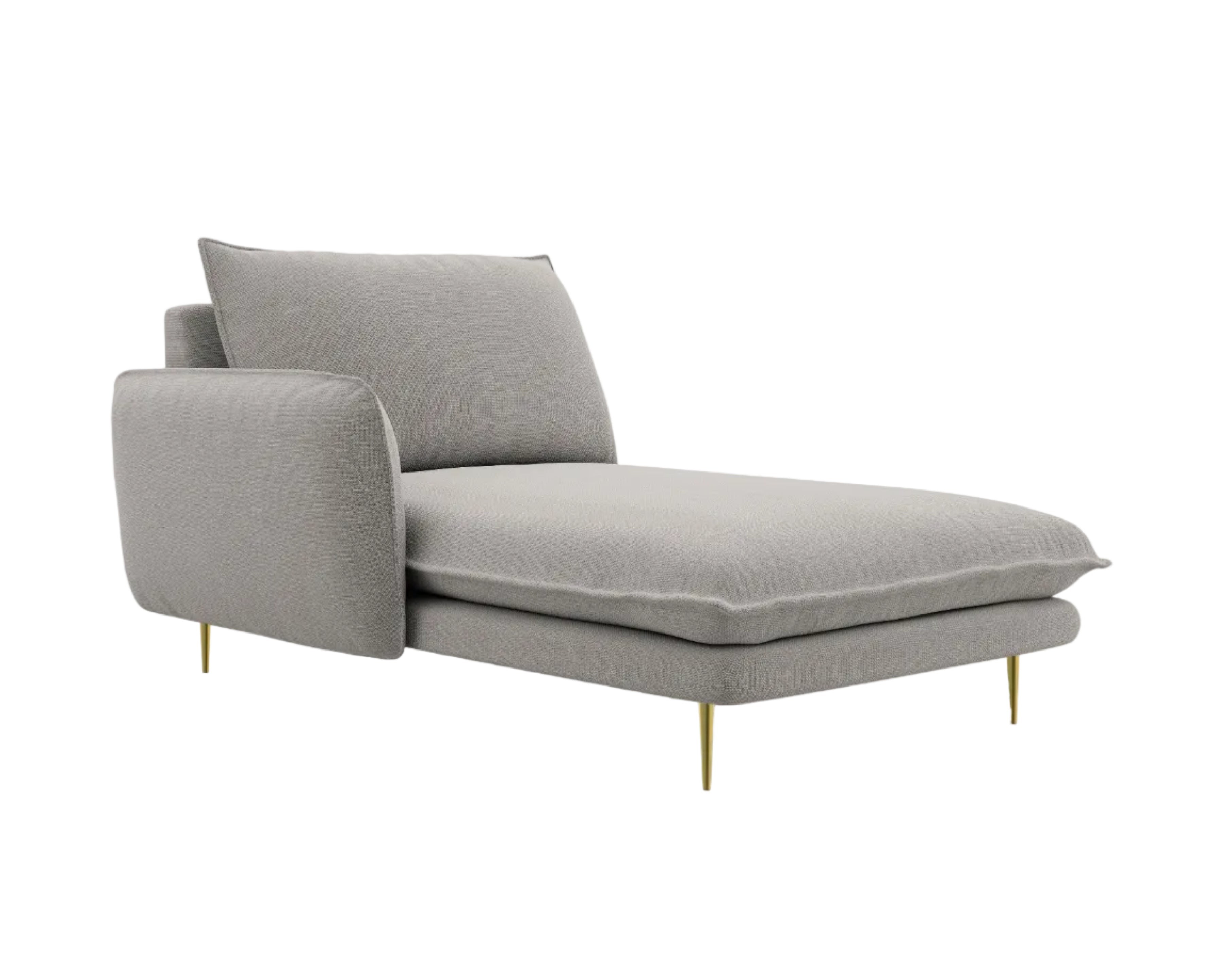 Szezlong lewostronny VIENNA jasnoszary ze złotą podstawą Cosmopolitan Design Eye on Design