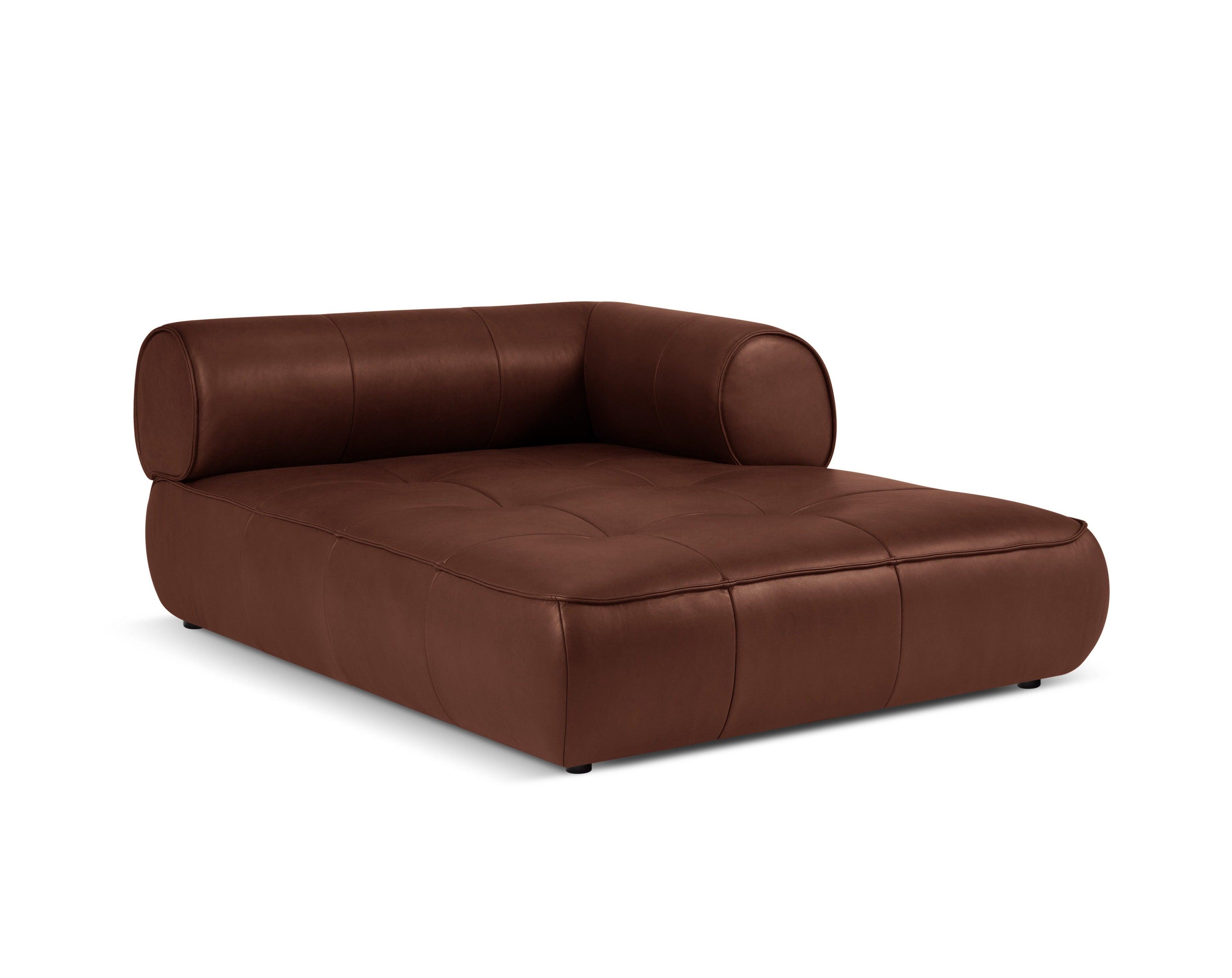 Szezlong skórzany prawostronny LILY brązowy Maison Heritage Eye on Design