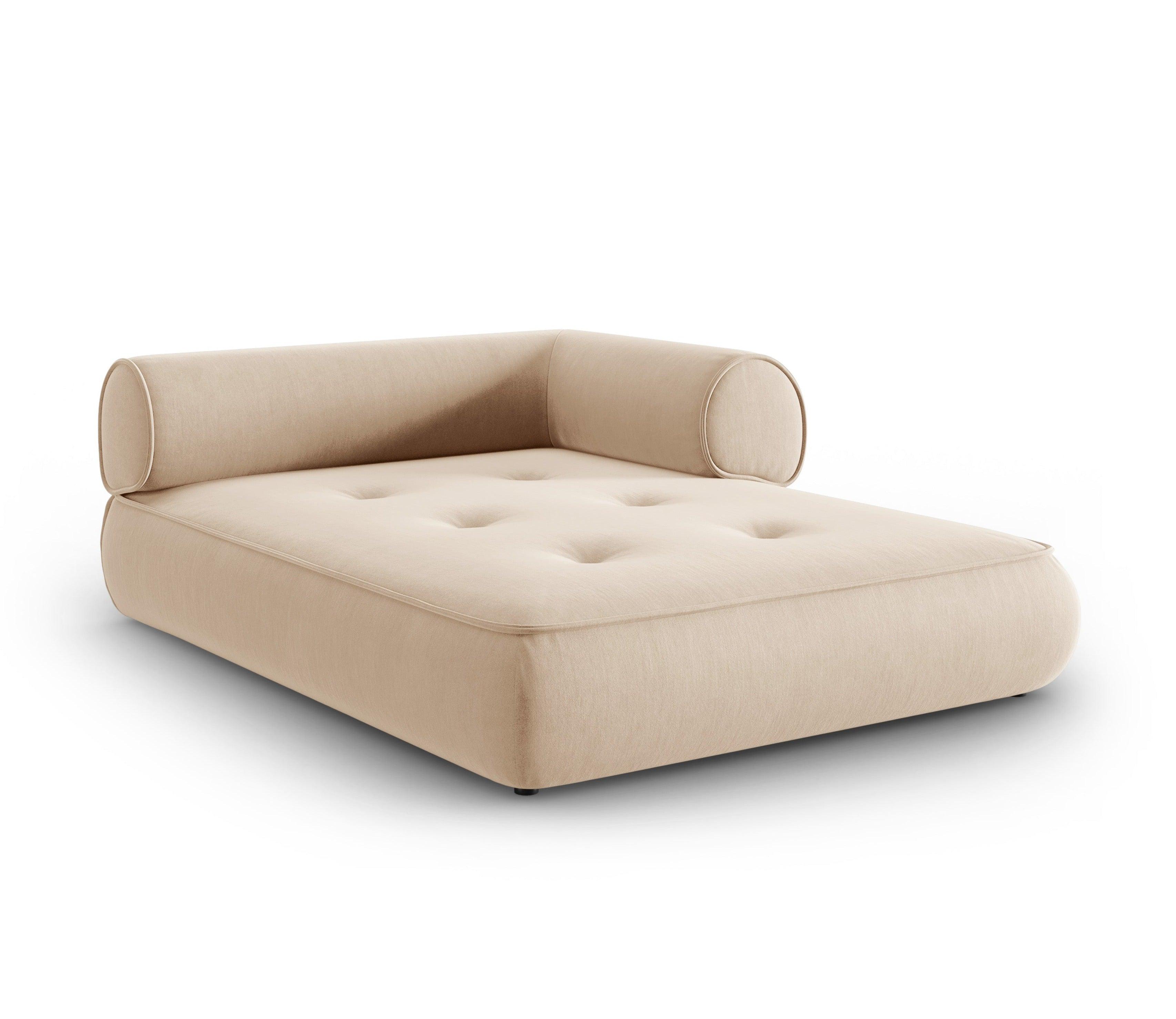 Szezlong w tkaninie szenilowej prawostronny LILY beżowy Maison Heritage Eye on Design