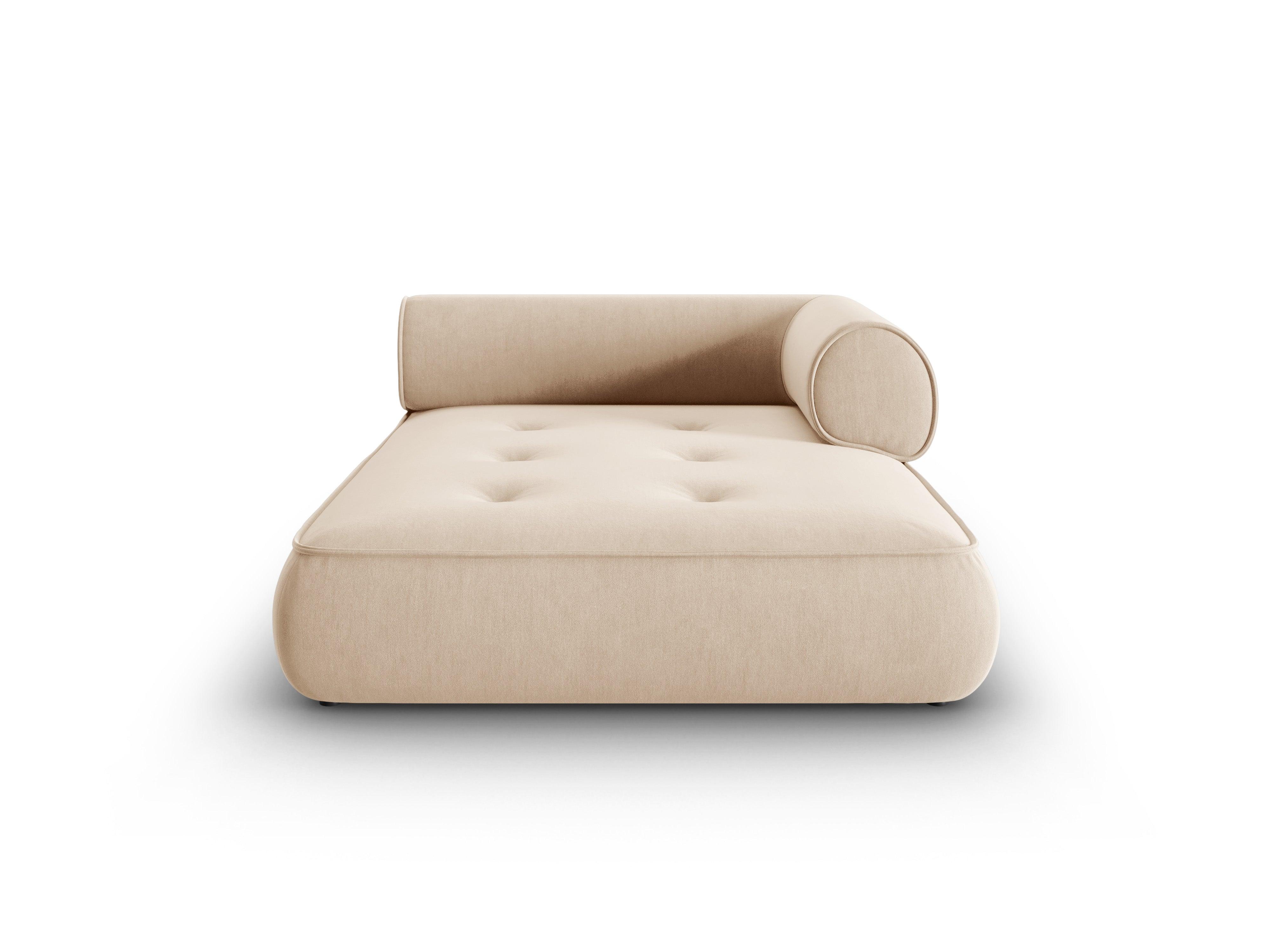 Szezlong w tkaninie szenilowej prawostronny LILY beżowy Maison Heritage Eye on Design