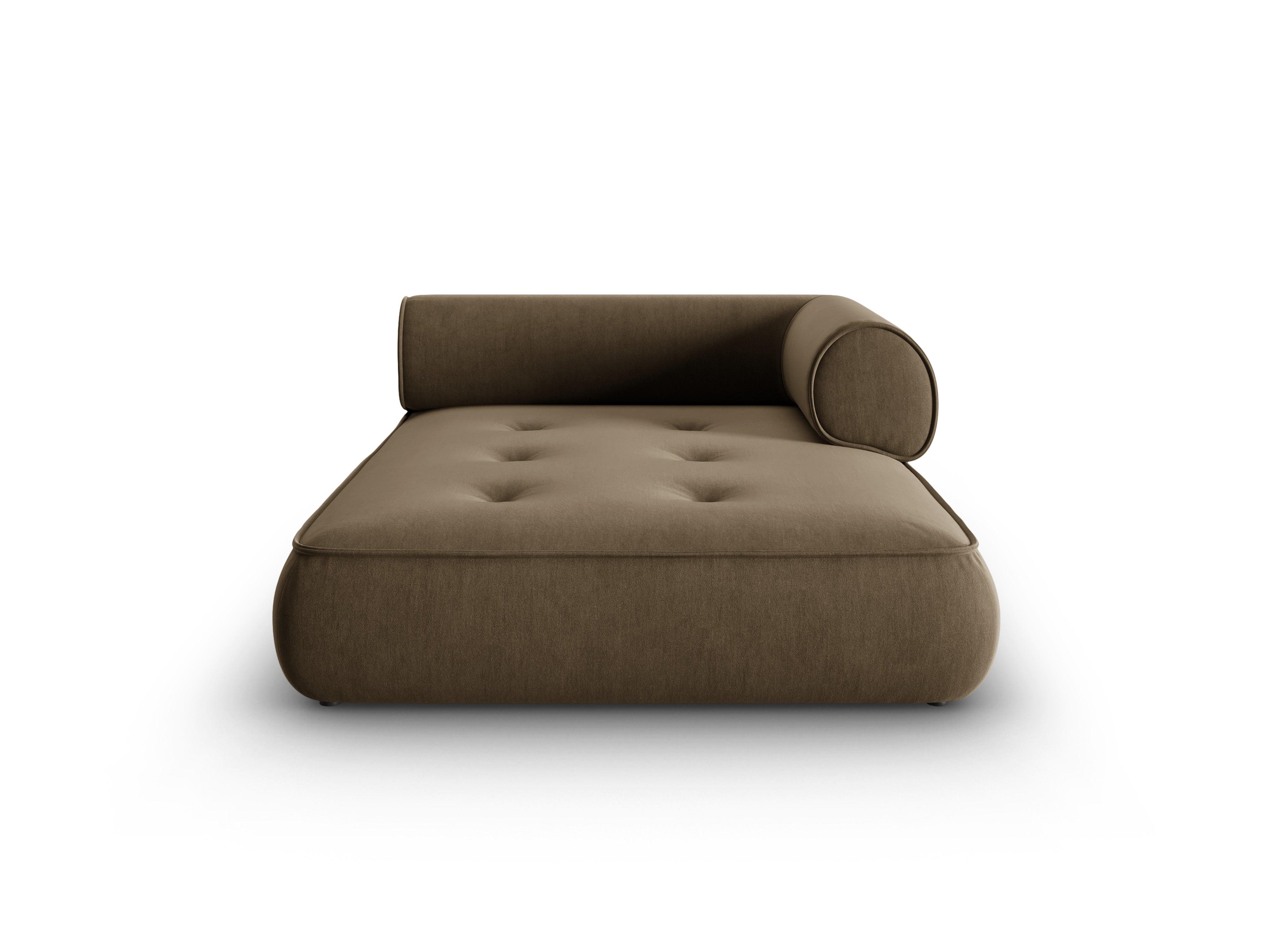 Szezlong w tkaninie szenilowej prawostronny LILY szarobrązowy Maison Heritage Eye on Design