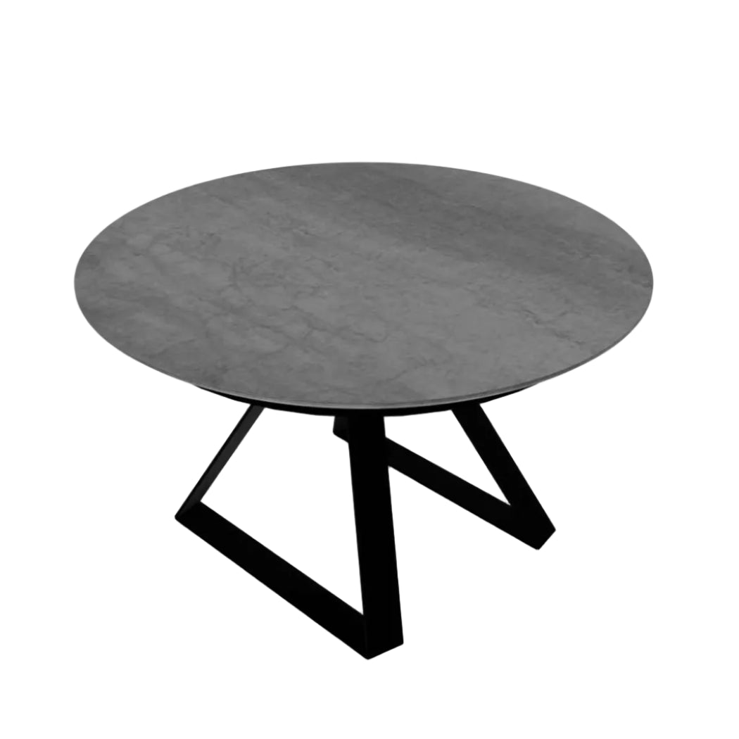 Round extendable table ATLANTE gray top with black base