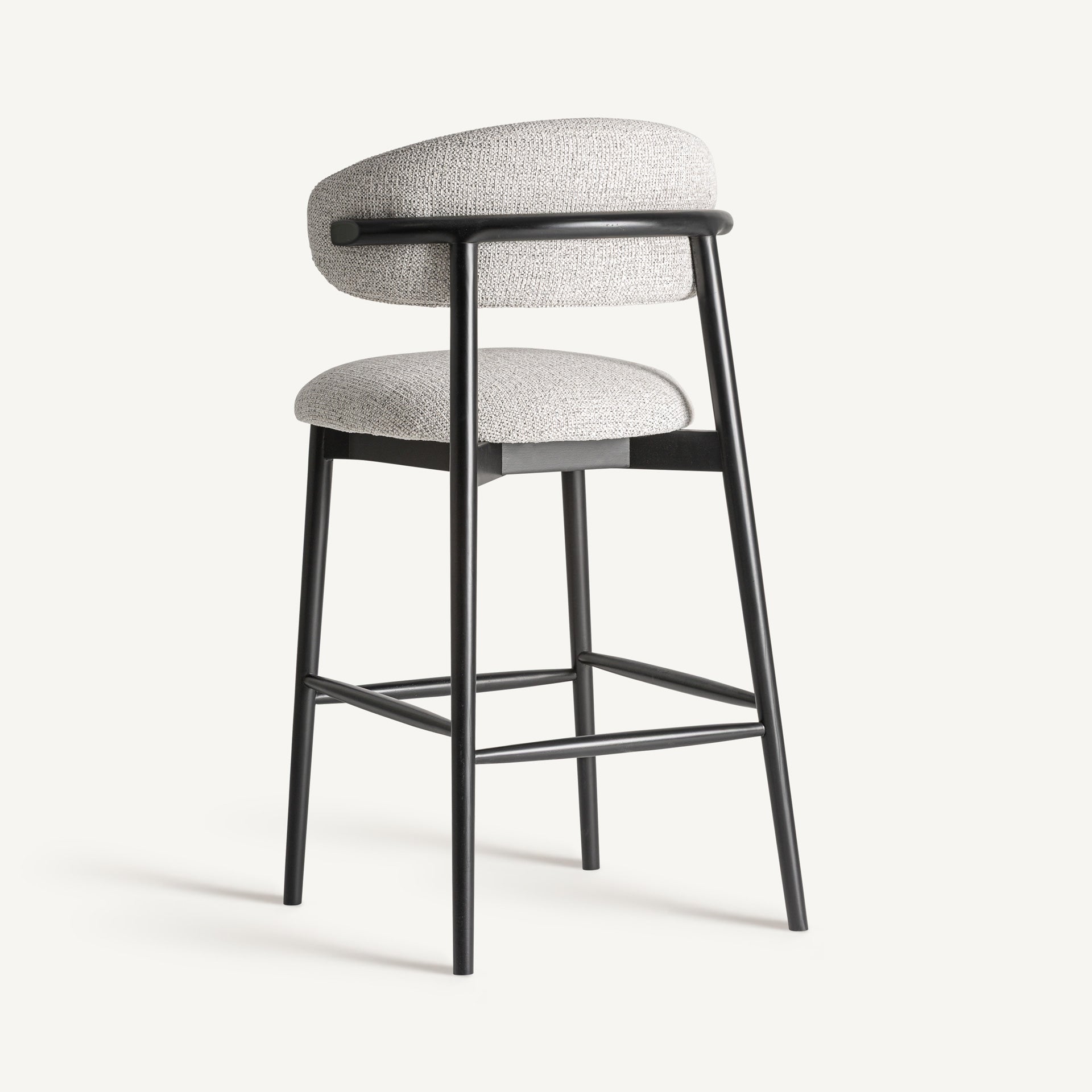 ERLEC Gray Stool with Black Ash Base