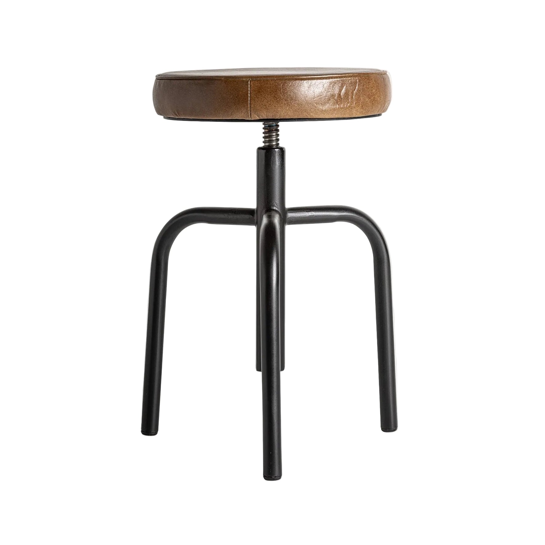 SNAIT Bar Stool Brown Leather with Black Base
