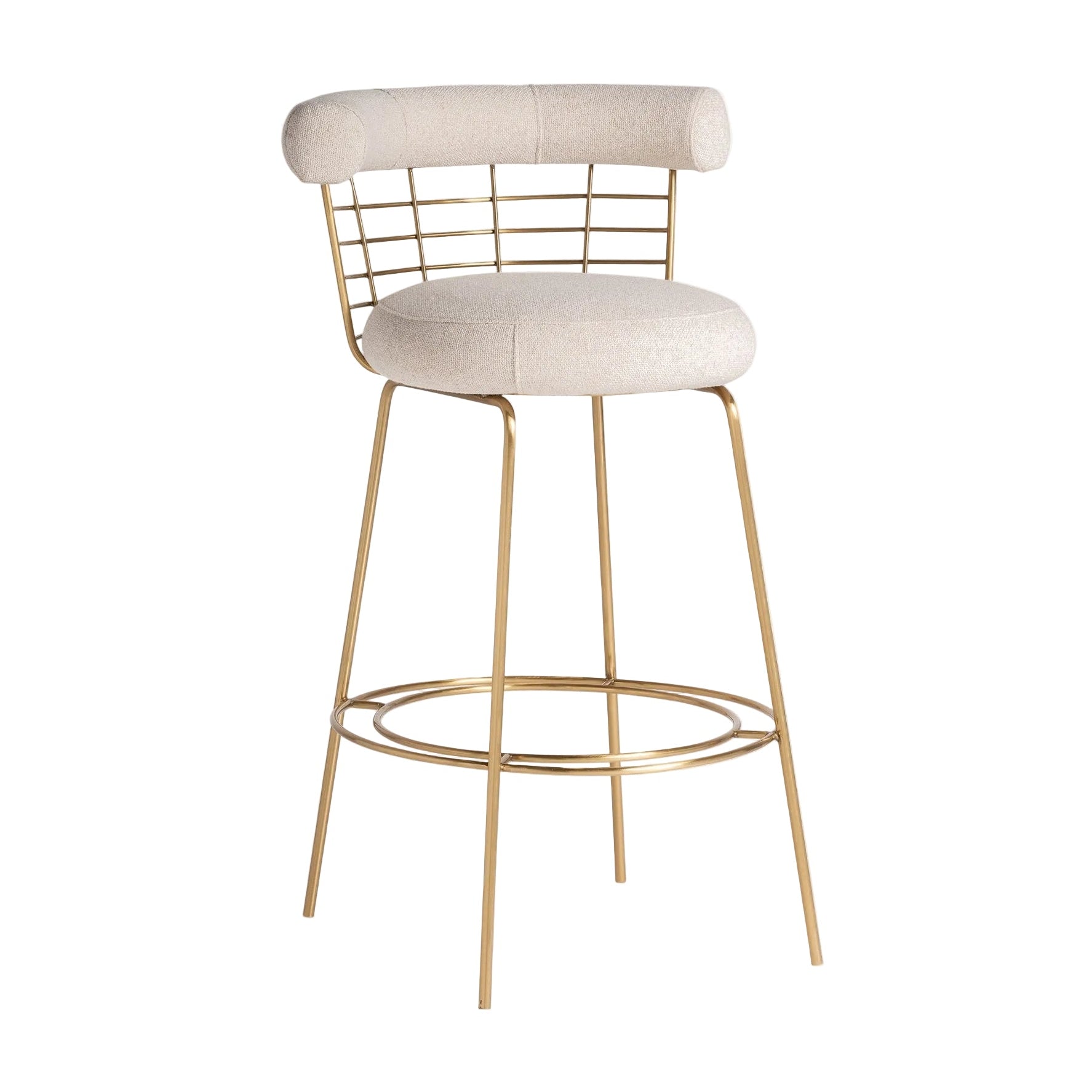 Barhocker TRESIVIO creme mit goldenem Fuß