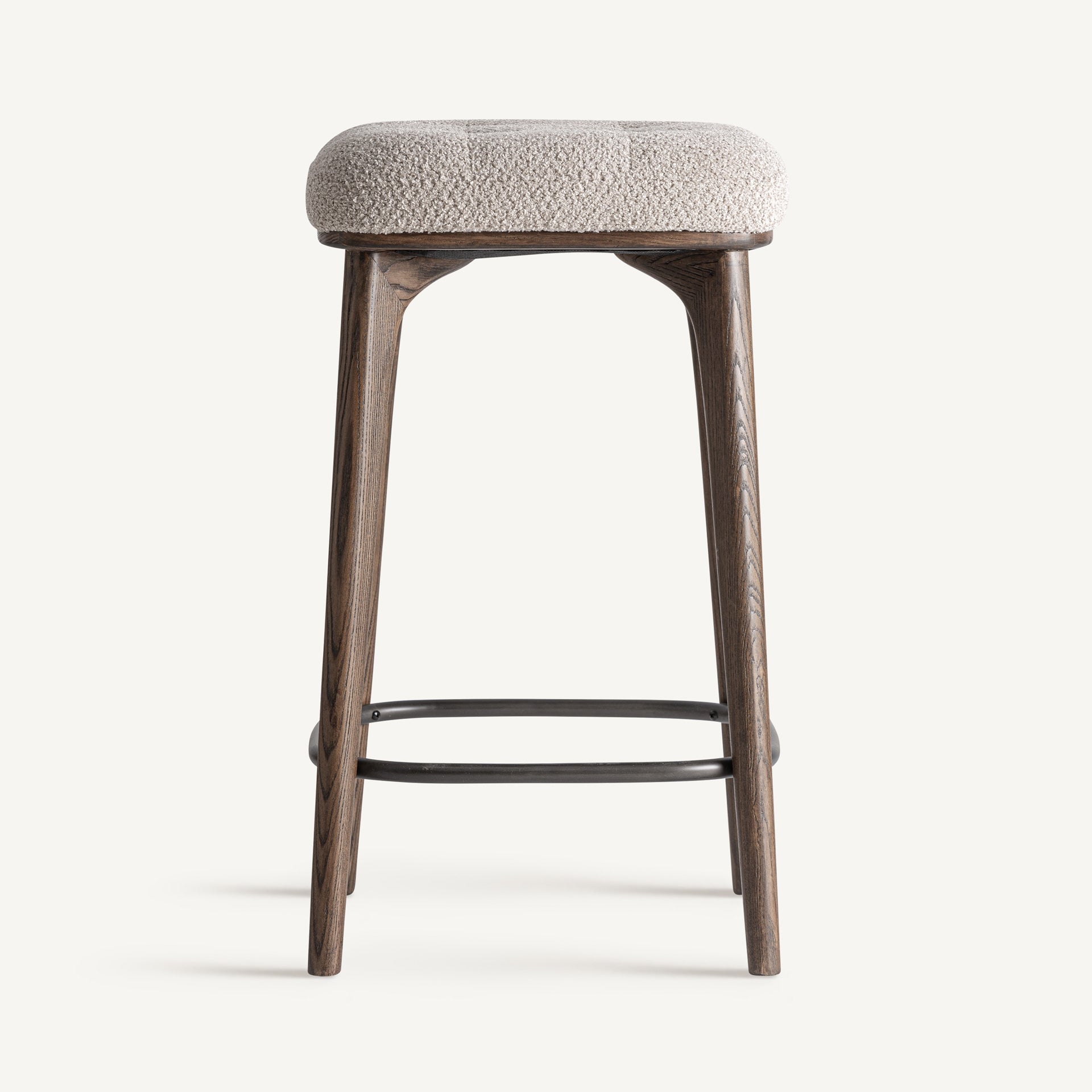 Beige ZEMST Stool with Ash Base