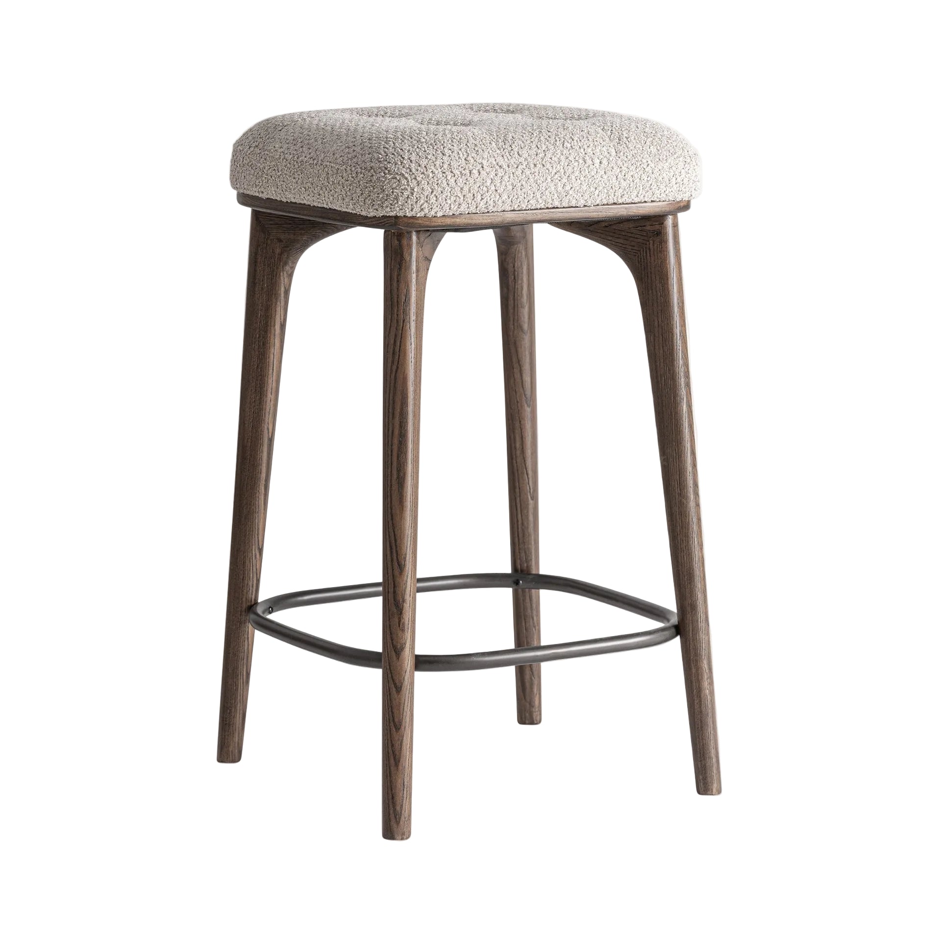 Beige ZEMST Stool with Ash Base