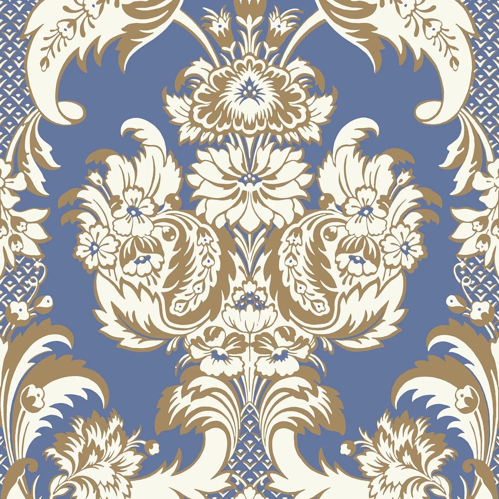 Tapeta ALBEMARLE - Wyndham metaliczne złoto na niebieskim Cole & Son Eye on Design