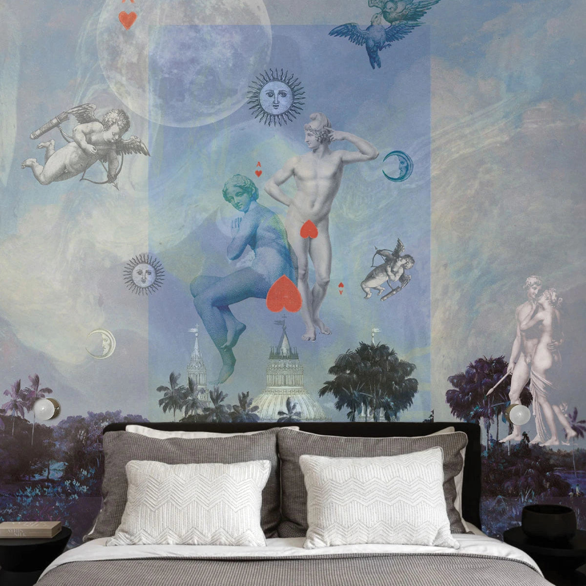 Tapete mit künstlerischer Landschaft AMORE blau